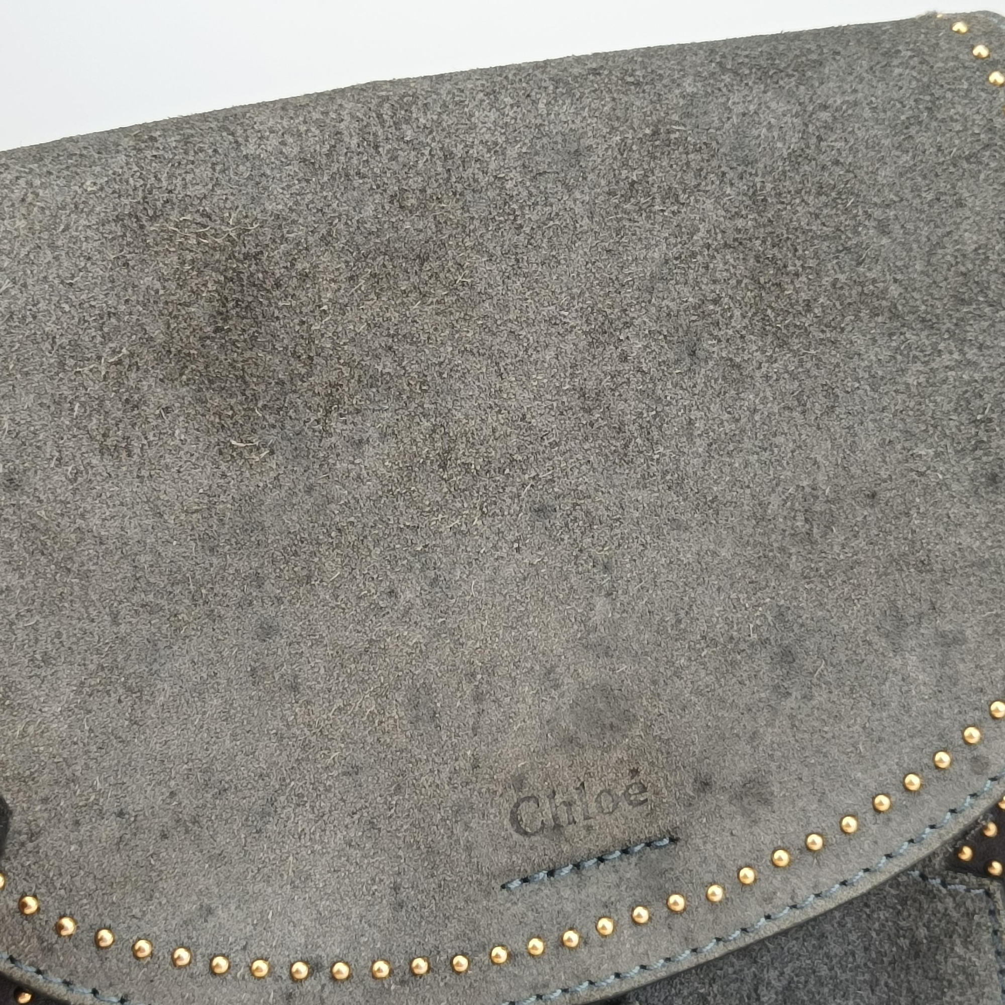 Pre-owned Chloe Hudson Gray × Black Suede × Leather  shoulderbag | stylenewstar