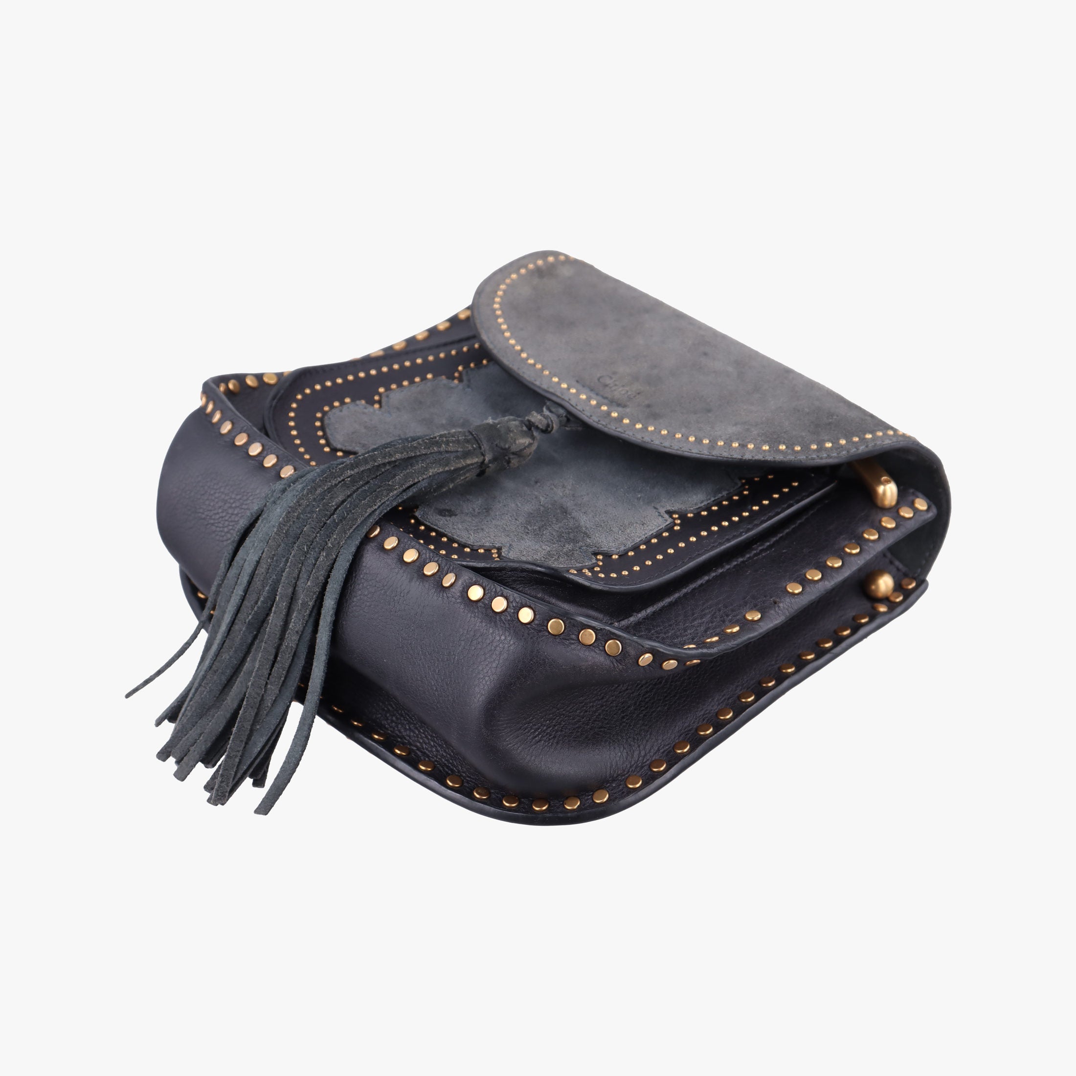 Pre-owned Chloe Hudson Gray × Black Suede × Leather  shoulderbag | stylenewstar