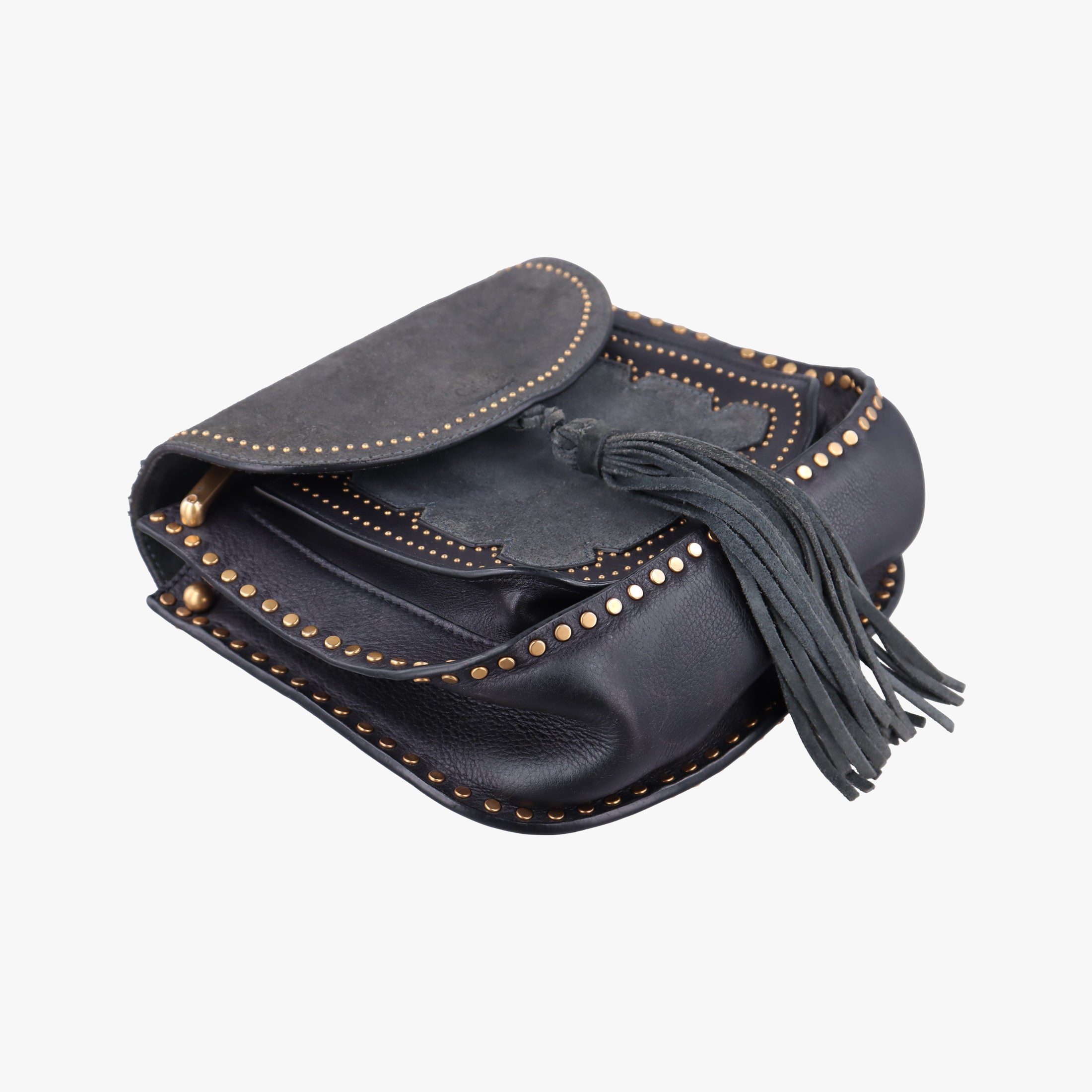 Pre-owned Chloe Hudson Gray × Black Suede × Leather  shoulderbag | stylenewstar
