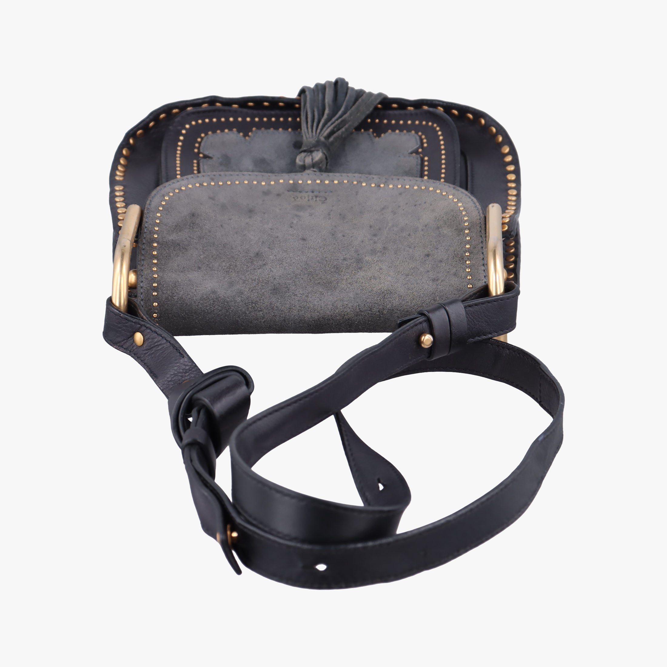 Pre-owned Chloe Hudson Gray × Black Suede × Leather  shoulderbag | stylenewstar