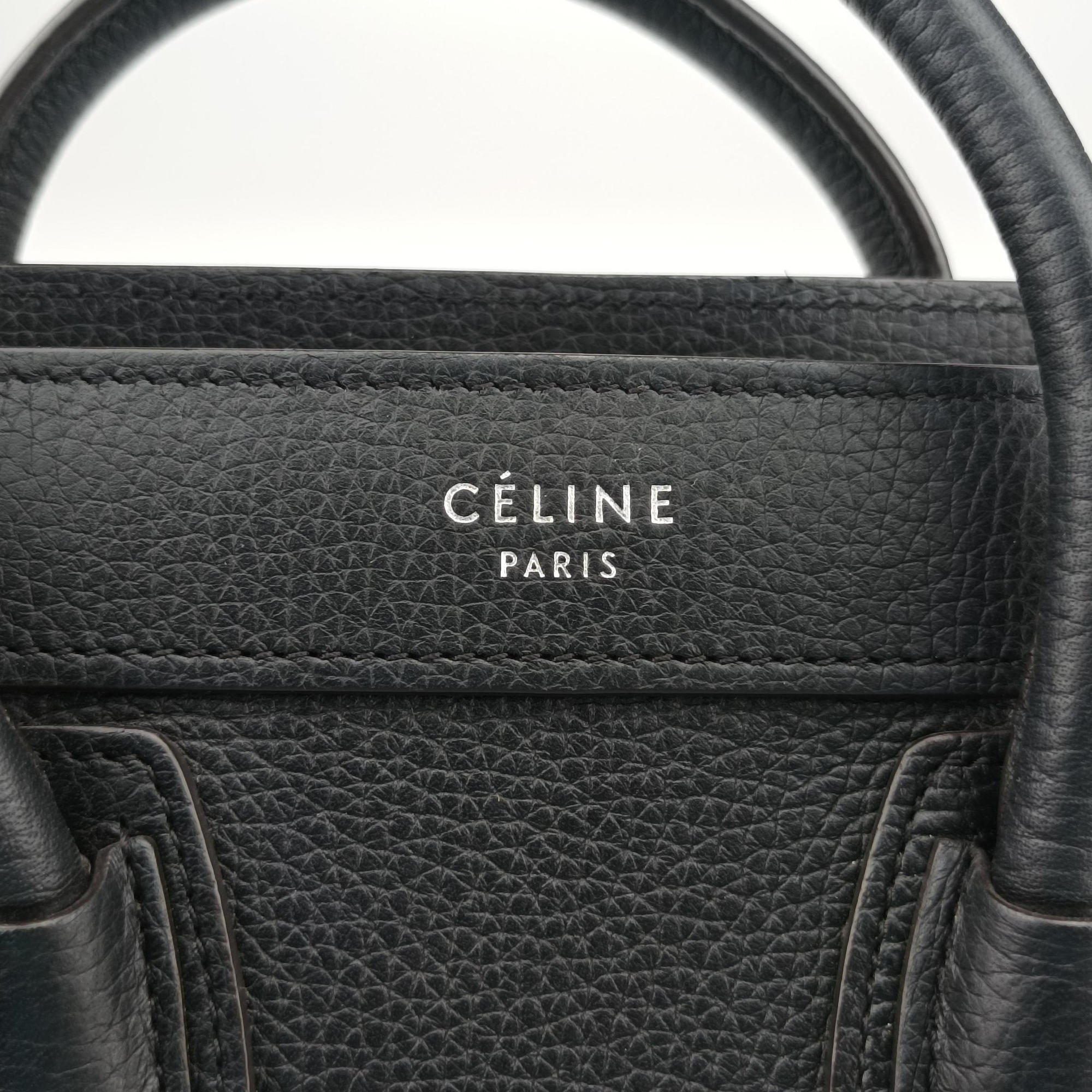 Pre-owned Celine Luggage nano Shopper Black Leather  shoulderbag | stylenewstar