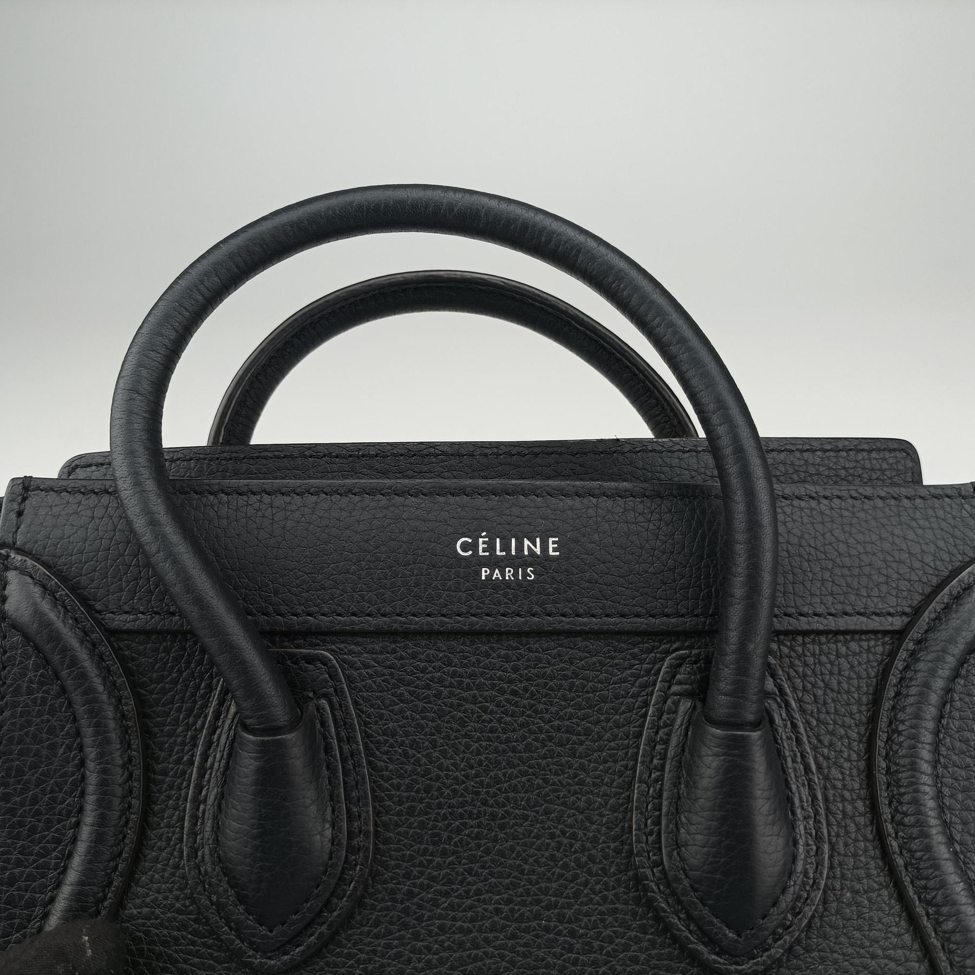 Pre-owned Celine Luggage nano Shopper Black Leather  shoulderbag | stylenewstar