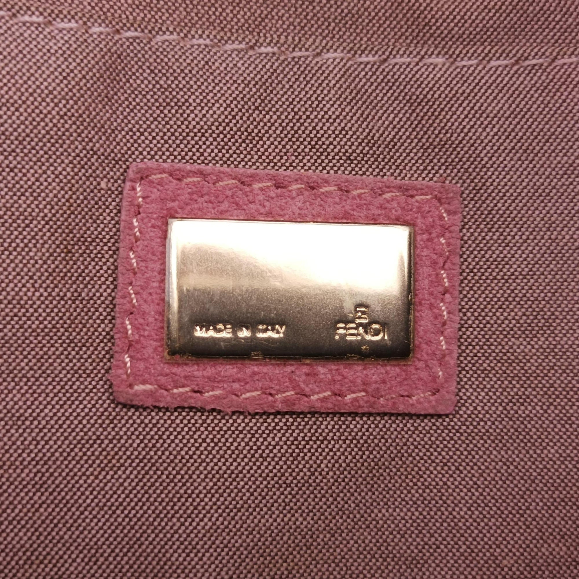 Pre-owned Fendi Zucca Chef Brown x Pink canvas 8BR445 shoulderbag | stylenewstar