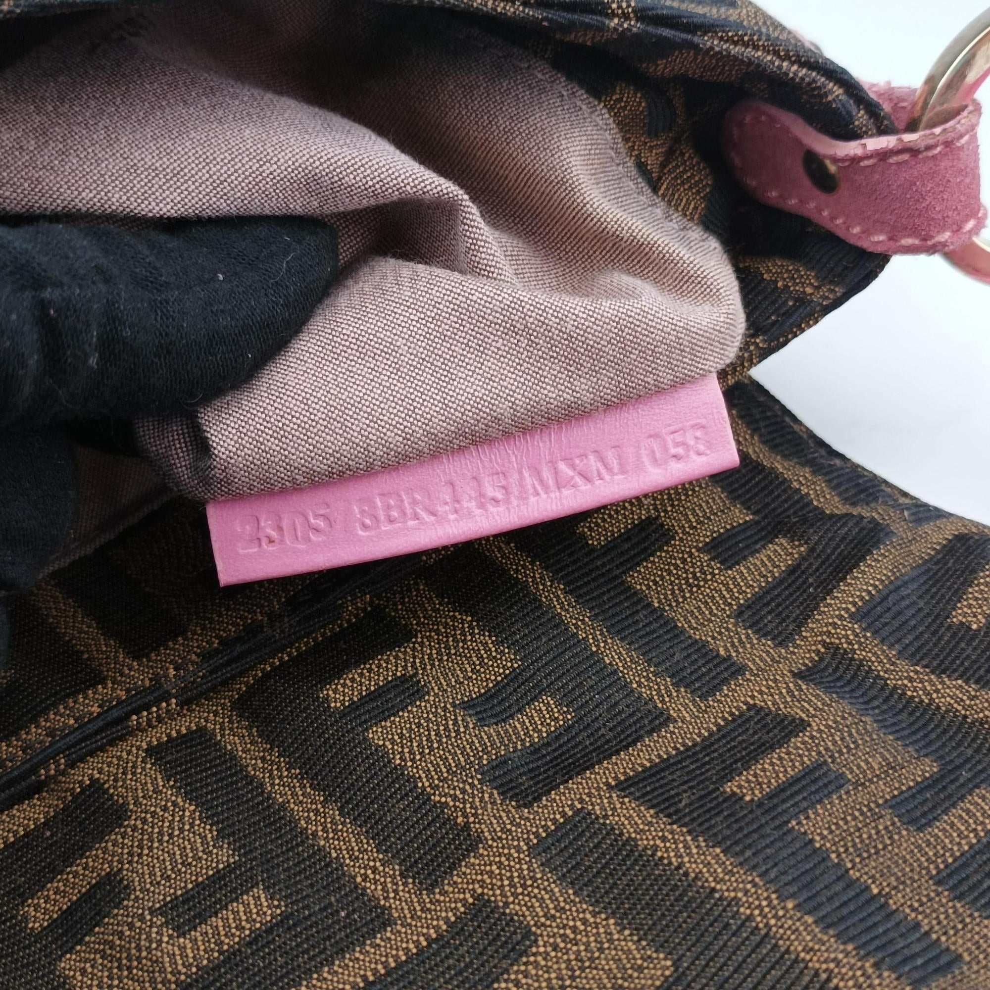 Pre-owned Fendi Zucca Chef Brown x Pink canvas 8BR445 shoulderbag | stylenewstar