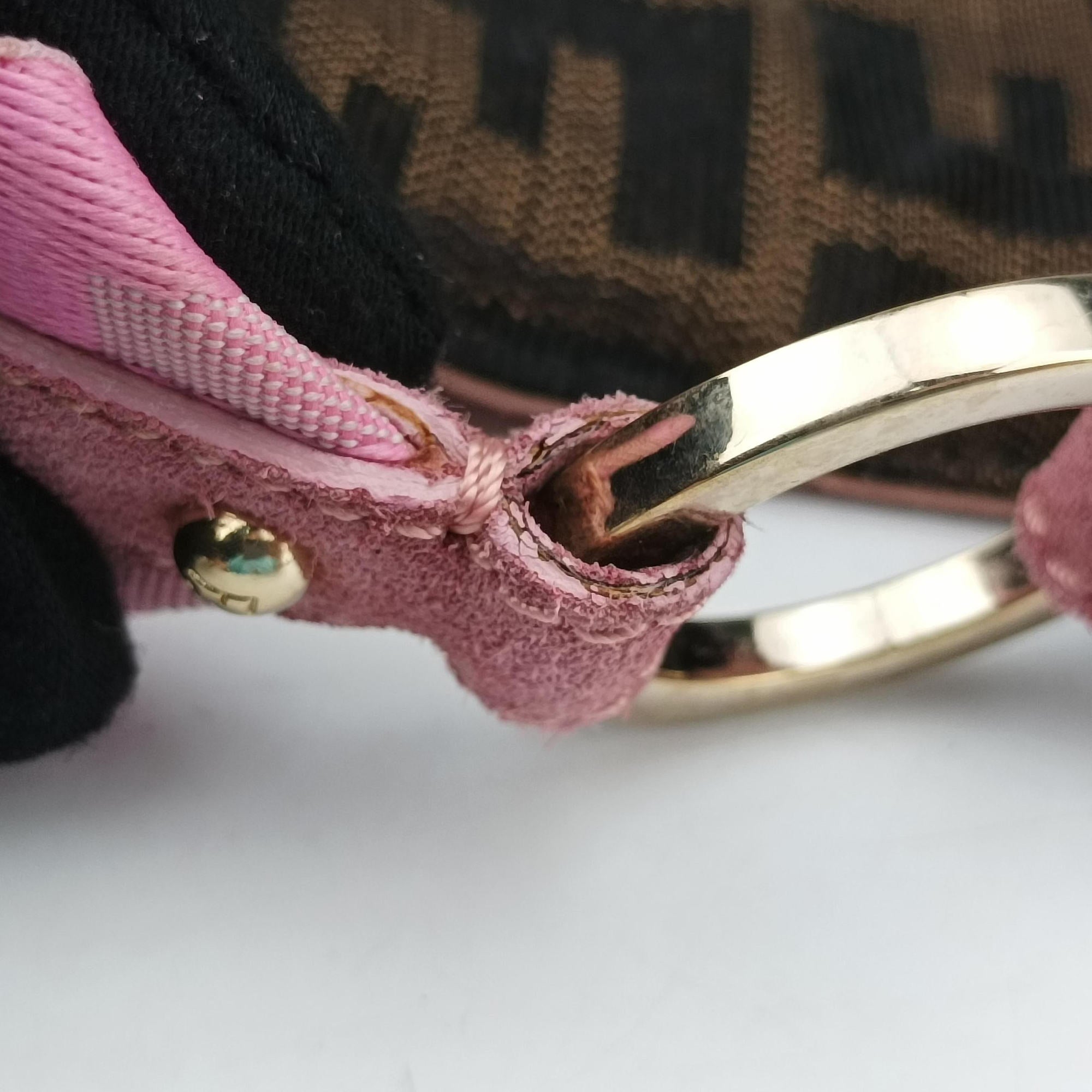 Pre-owned Fendi Zucca Chef Brown x Pink canvas 8BR445 shoulderbag | stylenewstar