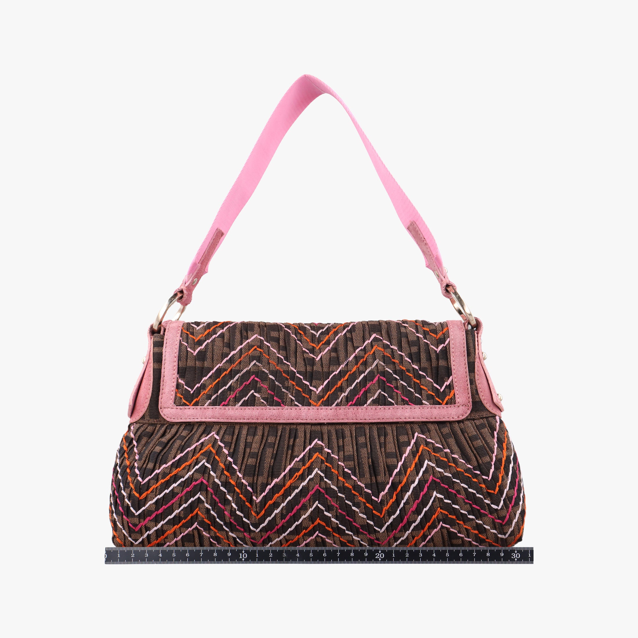Pre-owned Fendi Zucca Chef Brown x Pink canvas 8BR445 shoulderbag | stylenewstar