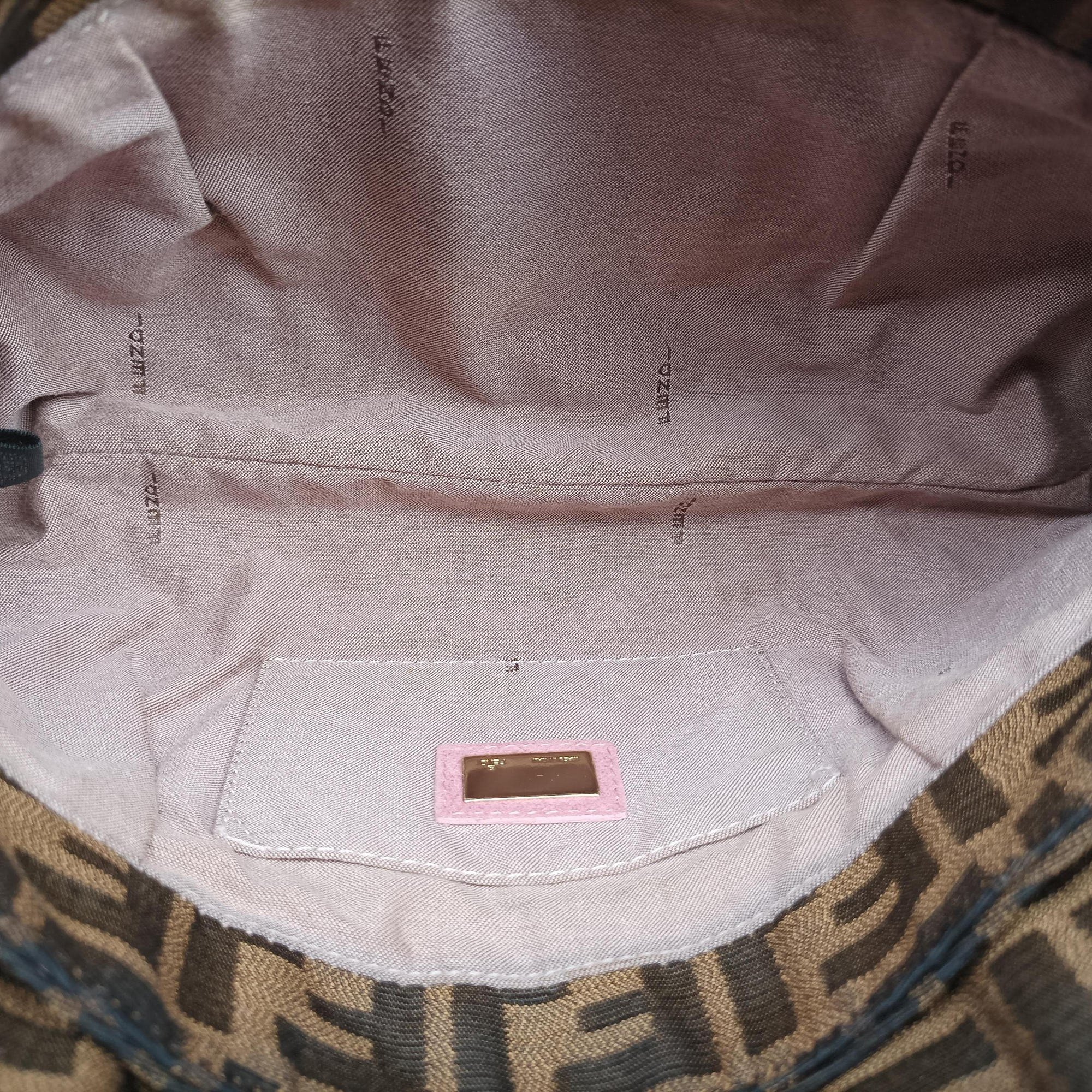 Pre-owned Fendi Zucca Chef Brown x Pink canvas 8BR445 shoulderbag | stylenewstar