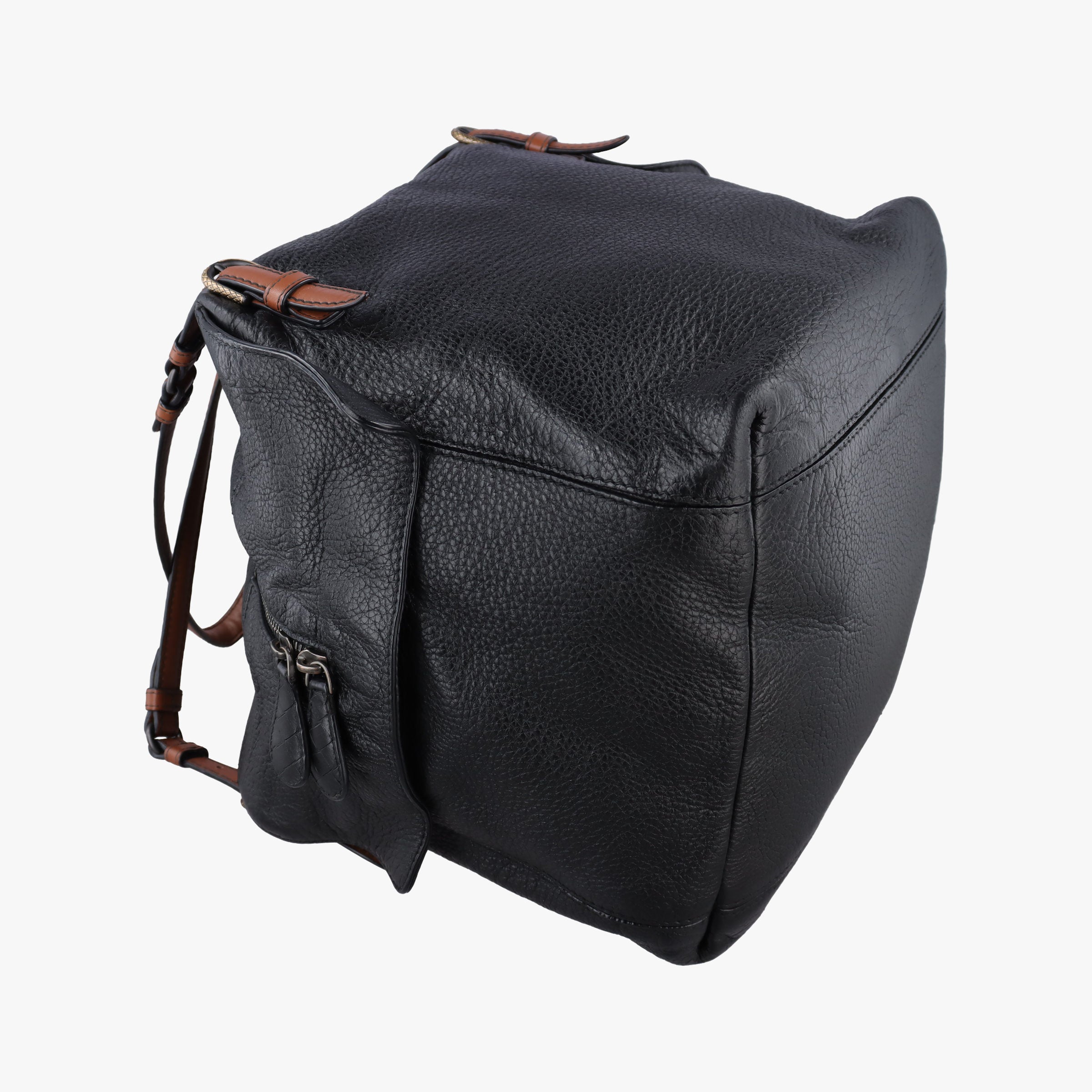 Pre-owned Bottega Veneta Cube soft bag Black x Brown Leather  shoulderbag | stylenewstar