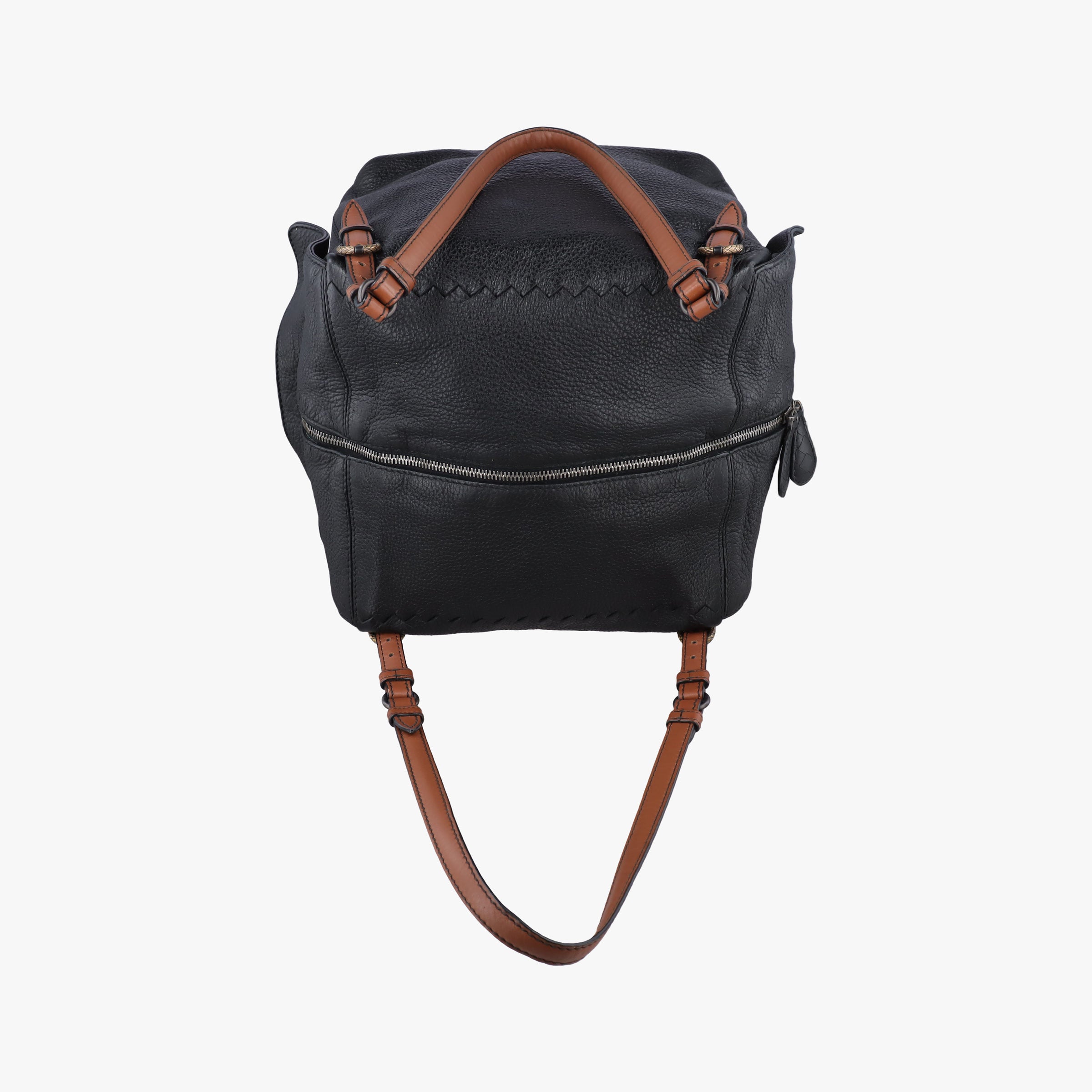 Pre-owned Bottega Veneta Cube soft bag Black x Brown Leather  shoulderbag | stylenewstar