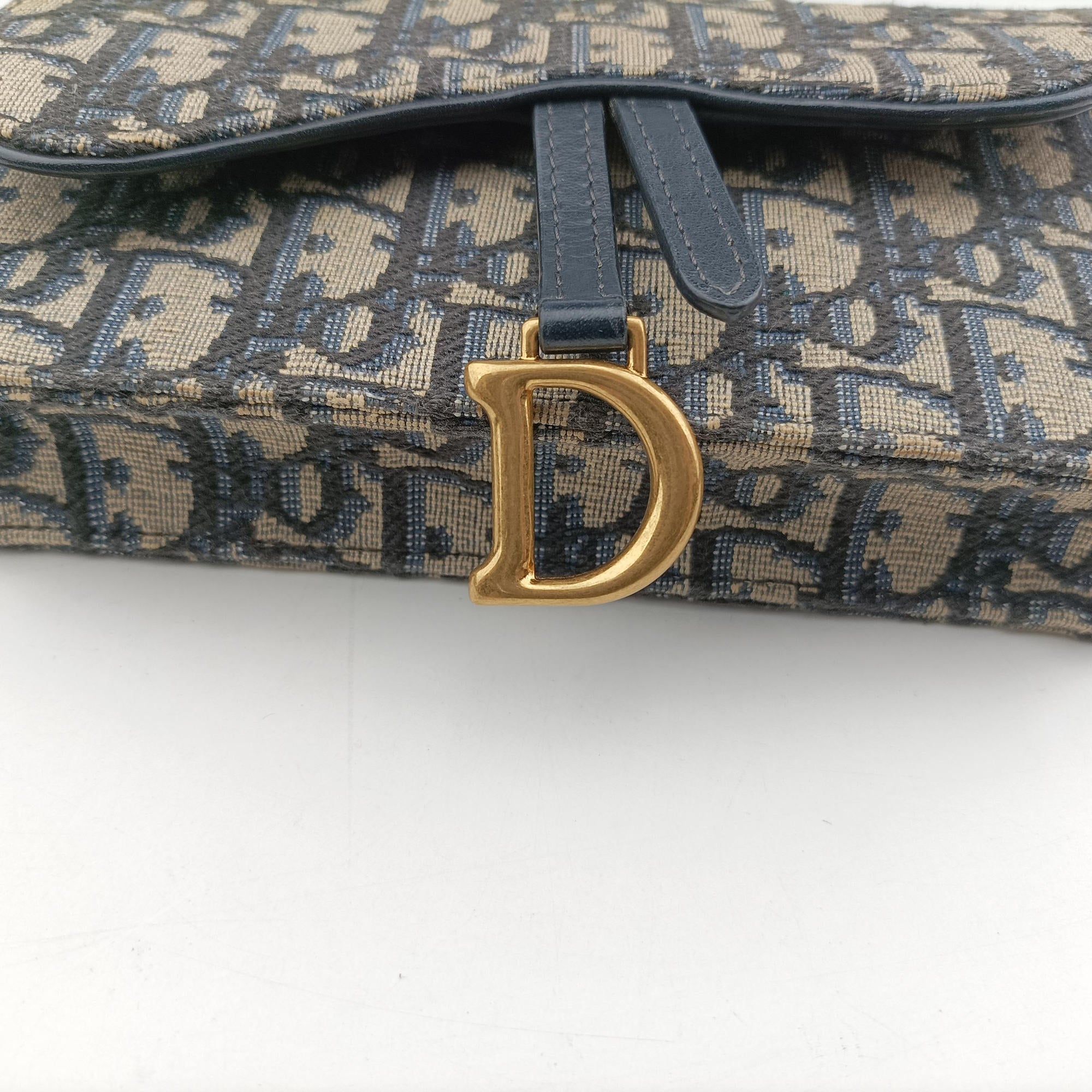 Pre-owned Christian Dior Saddle Navy×Gray Jacquard  bum bag/waist bag | stylenewstar