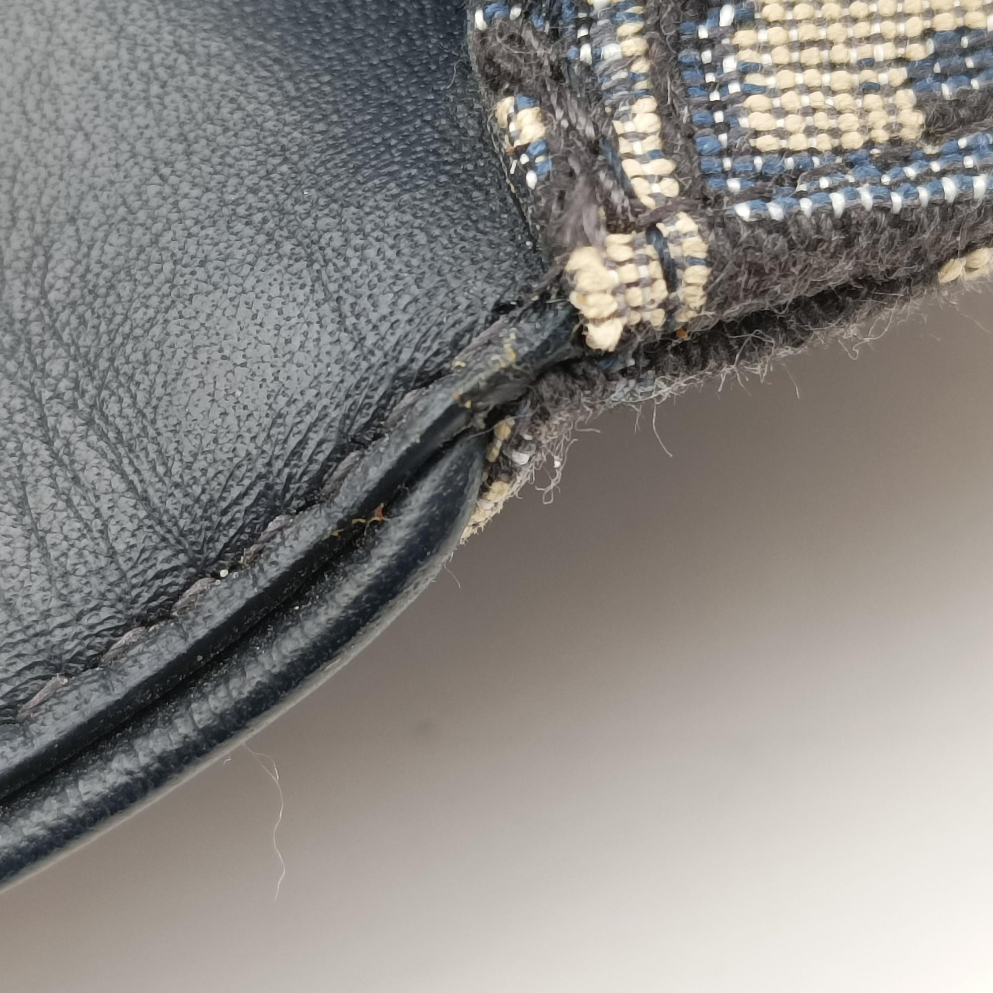 Pre-owned Christian Dior Saddle Navy×Gray Jacquard  bum bag/waist bag | stylenewstar