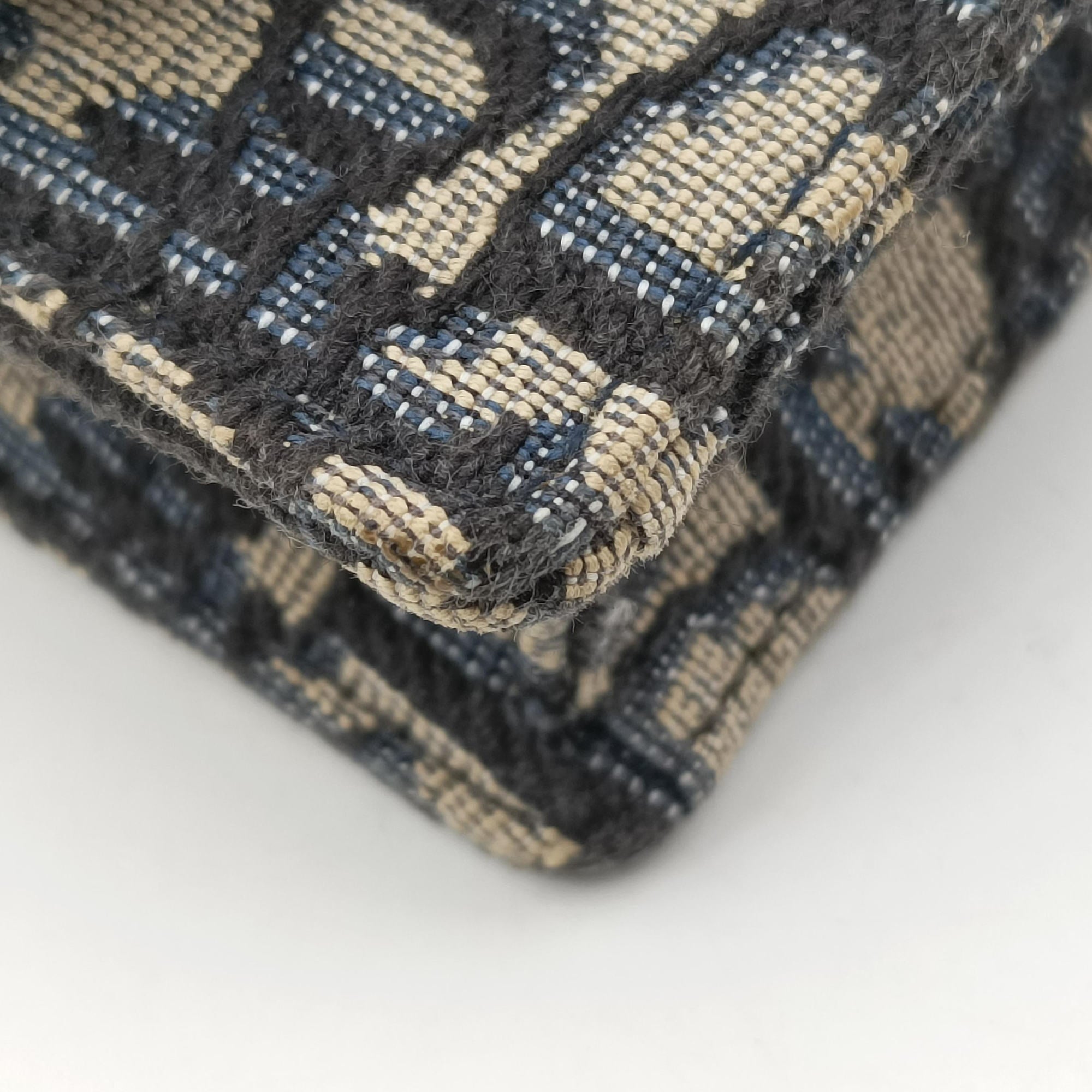 Pre-owned Christian Dior Saddle Navy×Gray Jacquard  bum bag/waist bag | stylenewstar