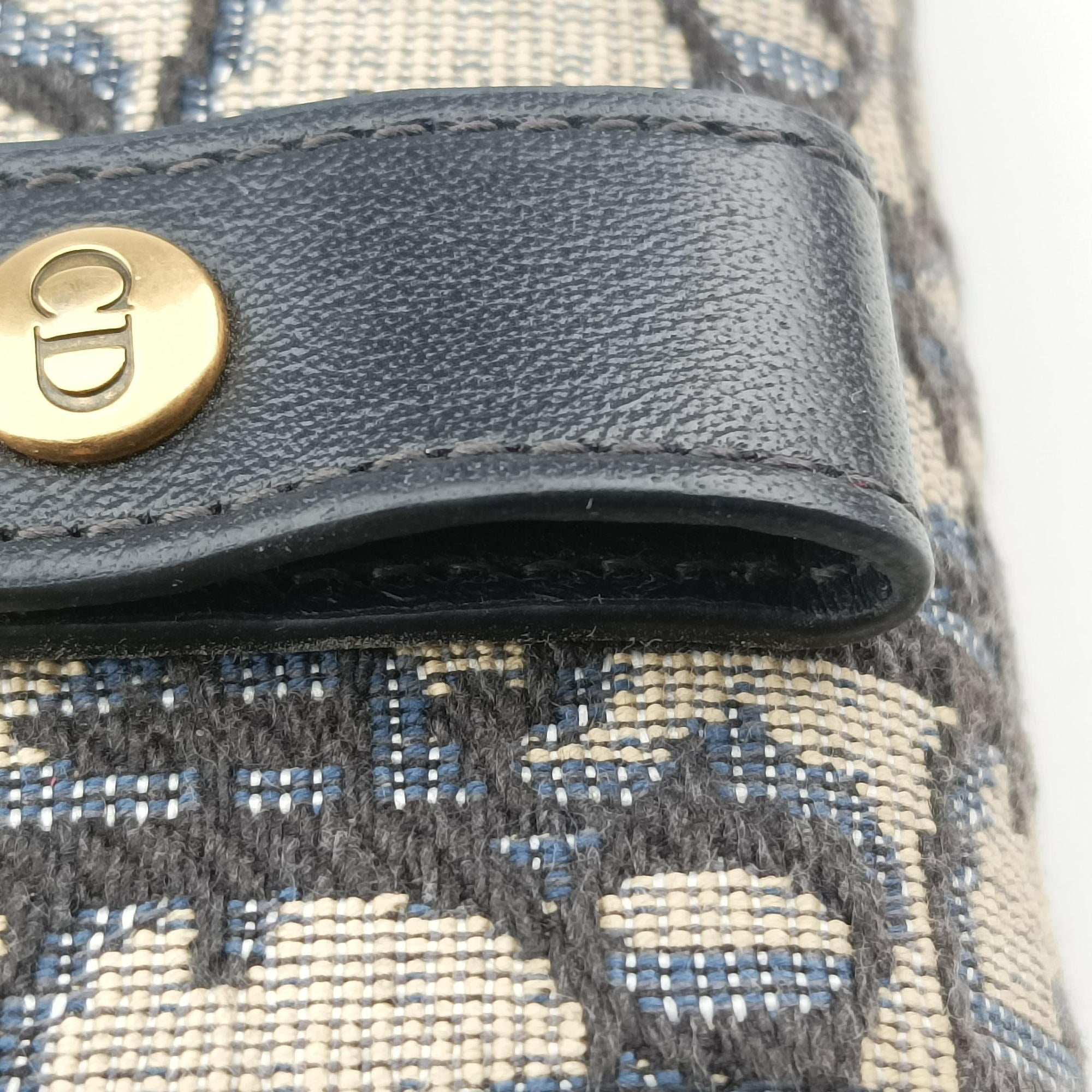 Pre-owned Christian Dior Saddle Navy×Gray Jacquard  bum bag/waist bag | stylenewstar