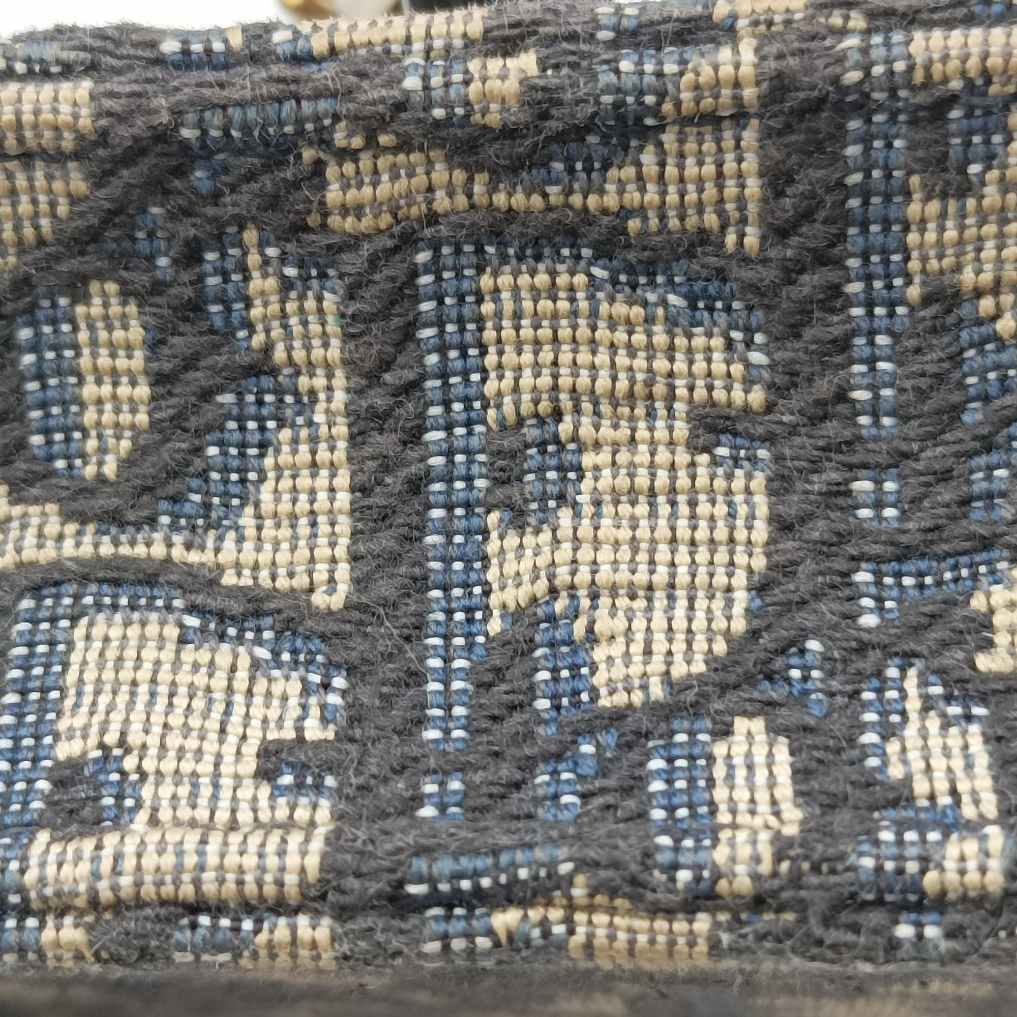 Pre-owned Christian Dior Saddle Navy×Gray Jacquard  bum bag/waist bag | stylenewstar