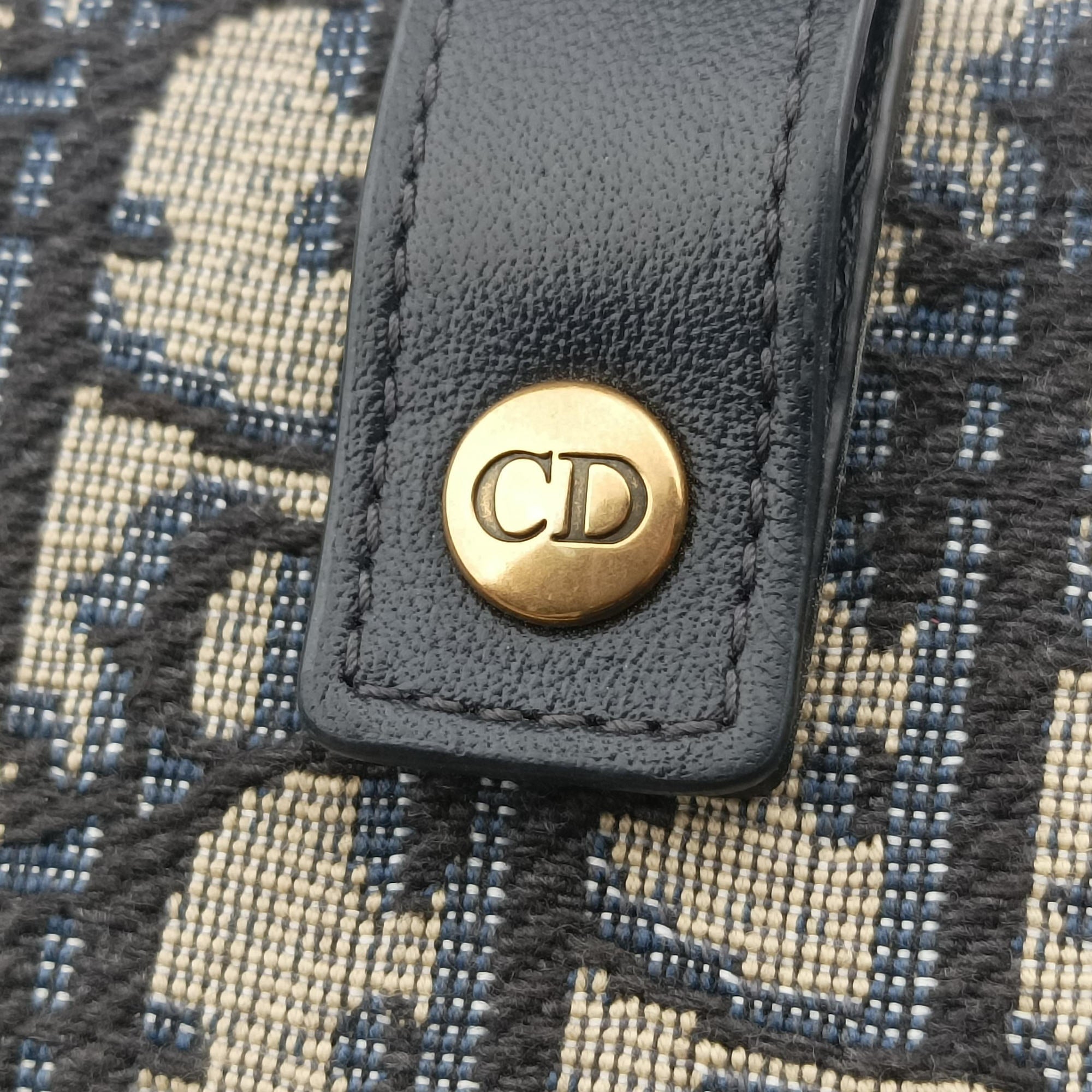 Pre-owned Christian Dior Saddle Navy×Gray Jacquard  bum bag/waist bag | stylenewstar