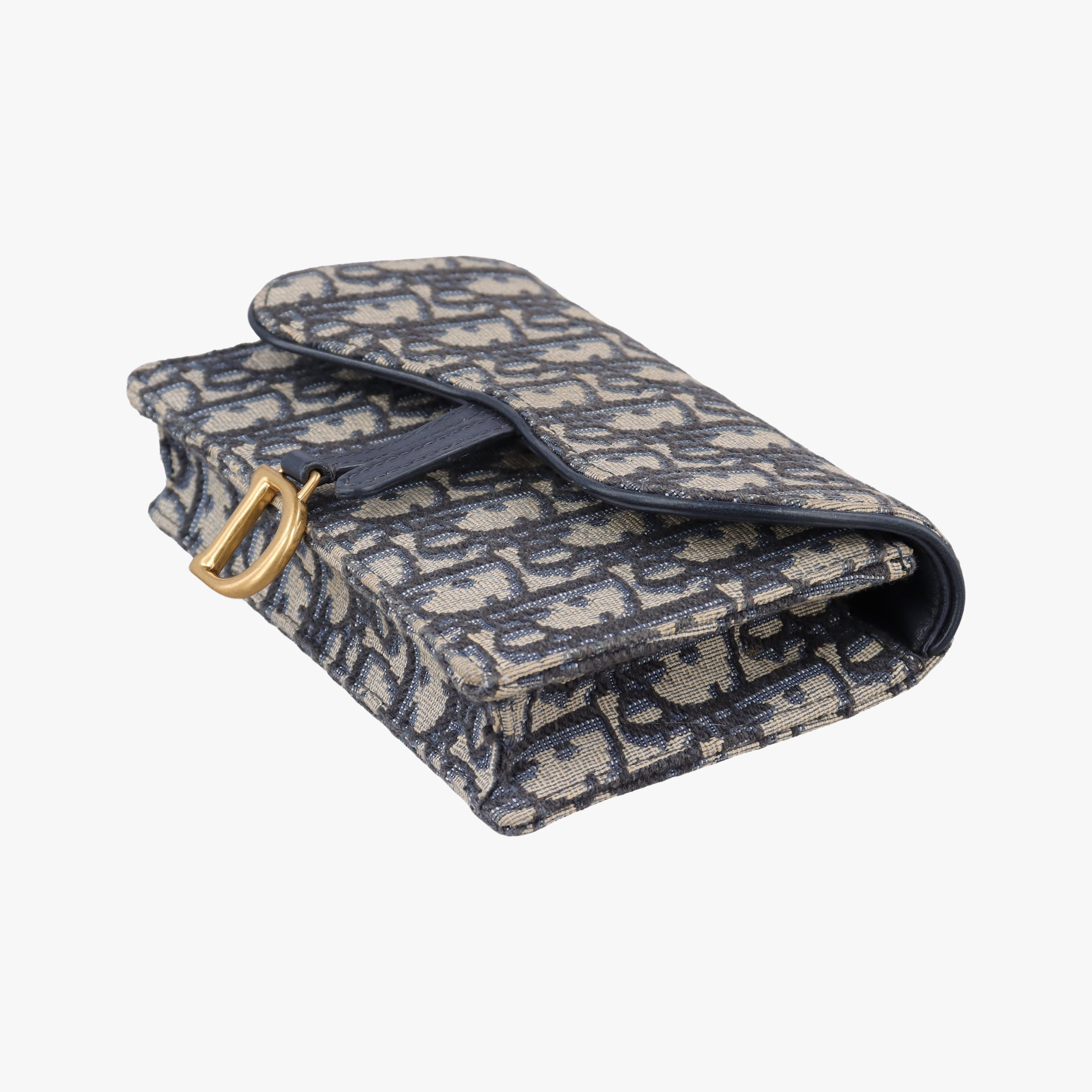 Pre-owned Christian Dior Saddle Navy×Gray Jacquard  bum bag/waist bag | stylenewstar