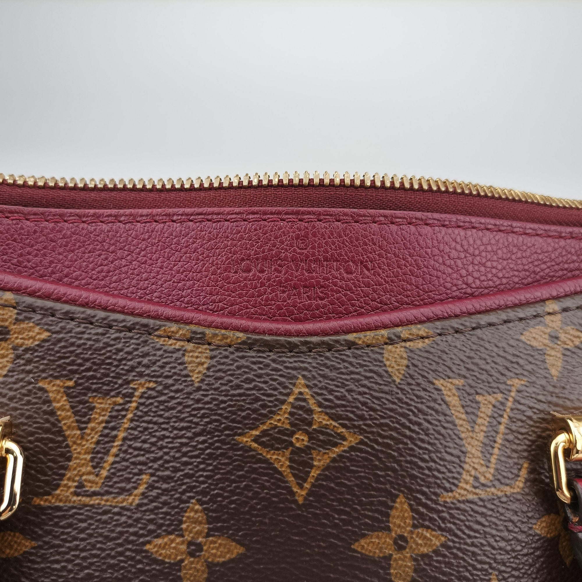 Pre-owned Louis Vuitton PALLAS Brown×RAISIN Monogram Canvas×calf leather M42810 shoulderbag | stylenewstar