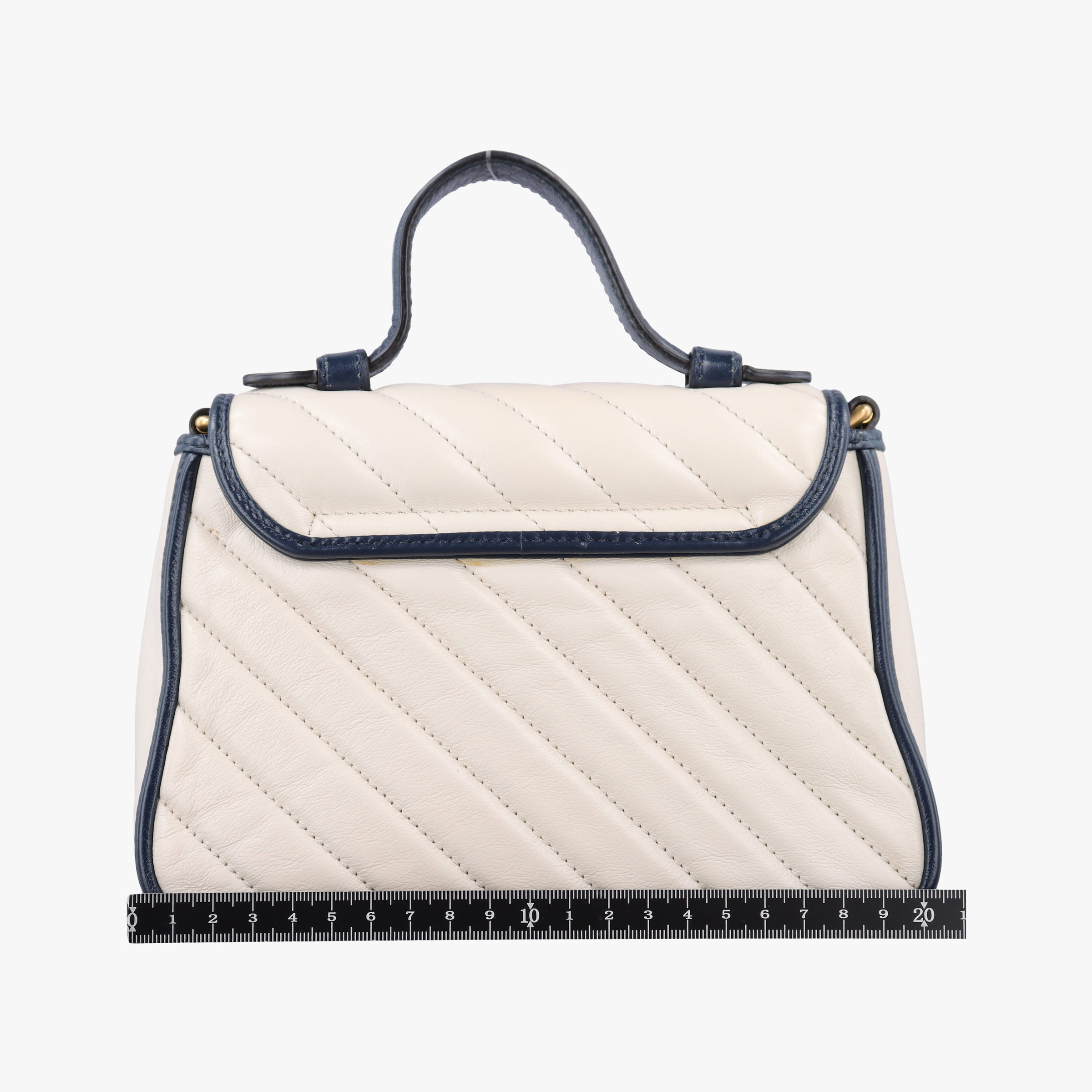 Pre-owned Gucci GG Marmont White×navy Leather 583571 shoulderbag | stylenewstar