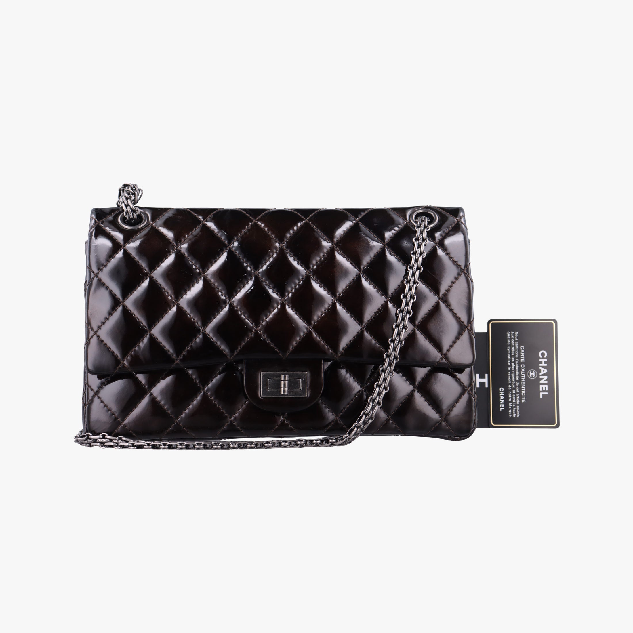 Vintage Chanel 2.55 double flap Matelasse Burgundy Patent Leather A37587 shoulderbag | stylenewstar