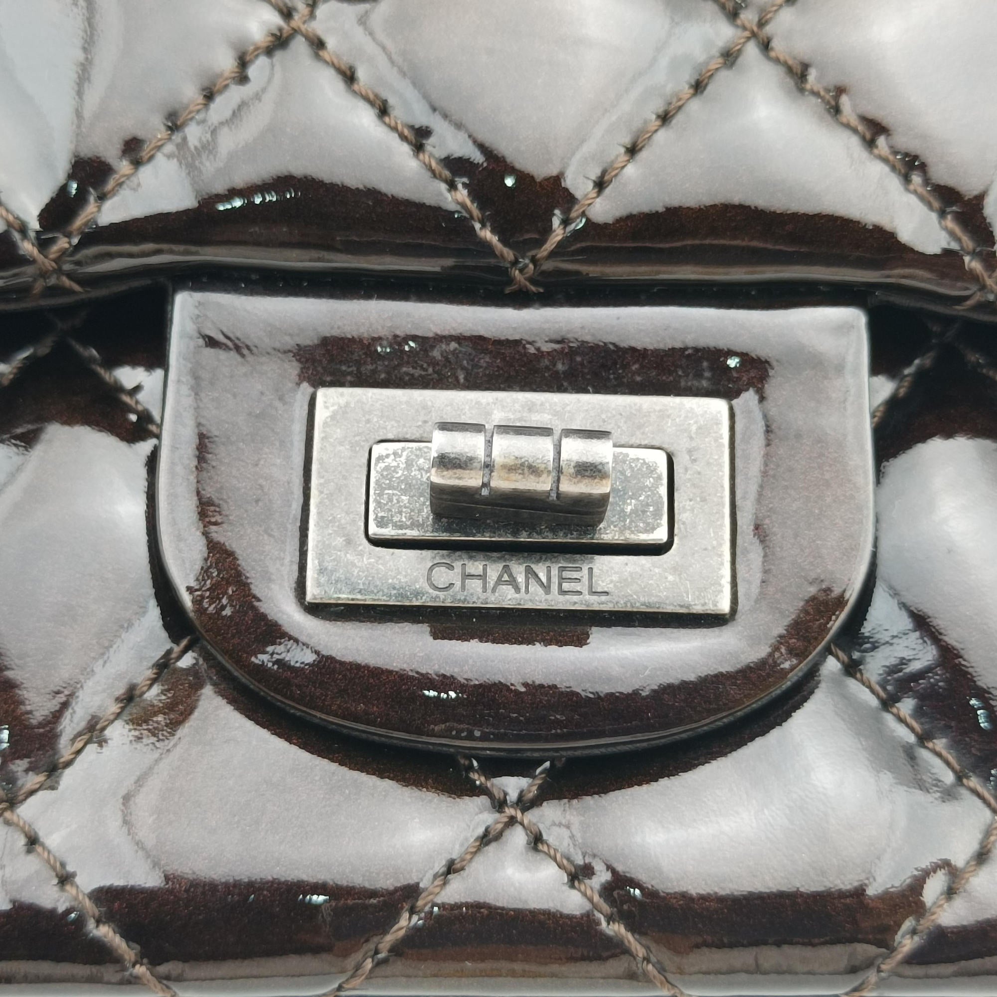 Vintage Chanel 2.55 double flap Matelasse Burgundy Patent Leather A37587 shoulderbag | stylenewstar
