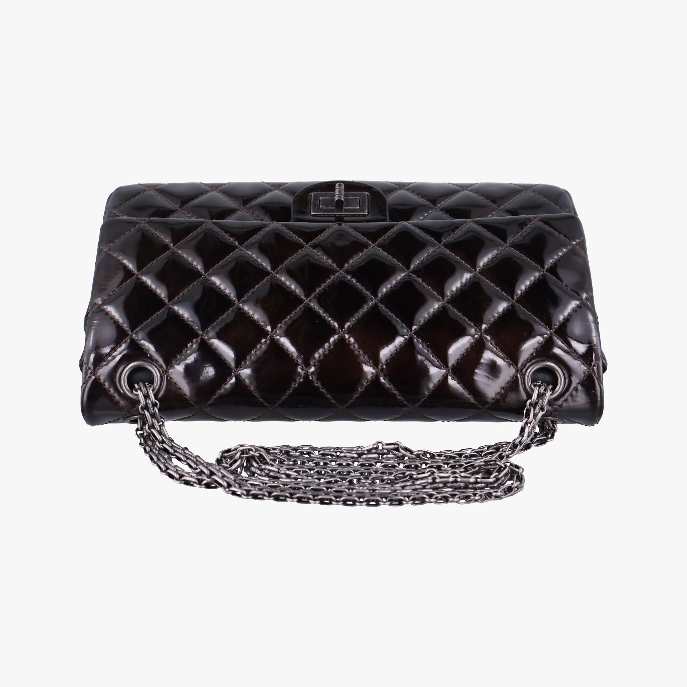 Vintage Chanel 2.55 double flap Matelasse Burgundy Patent Leather A37587 shoulderbag | stylenewstar