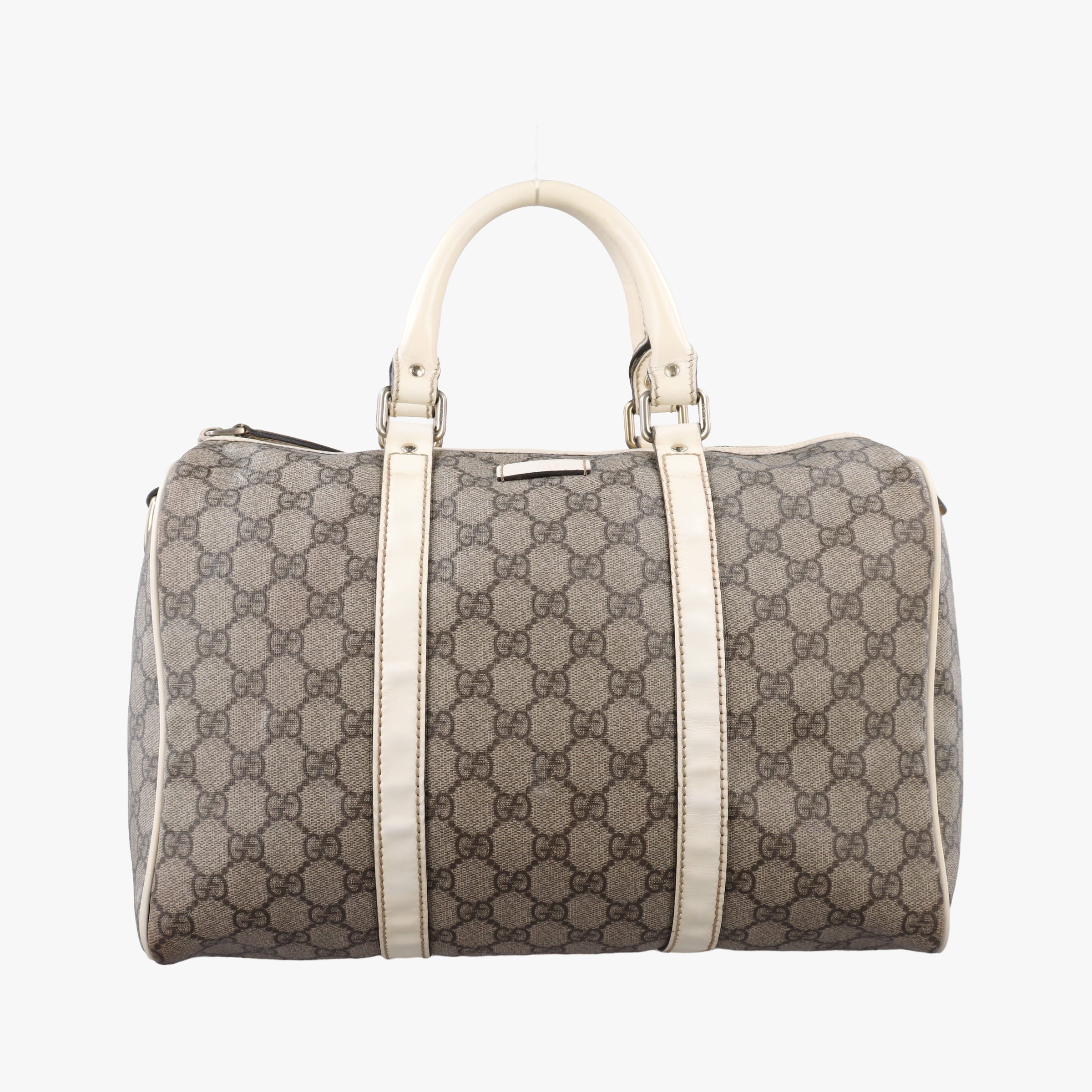 Pre-owned Gucci GG plus Spring Joy GG Supreme BEIGE×WHITE PVC coated canvas×leather 193603 handbag | stylenewstar