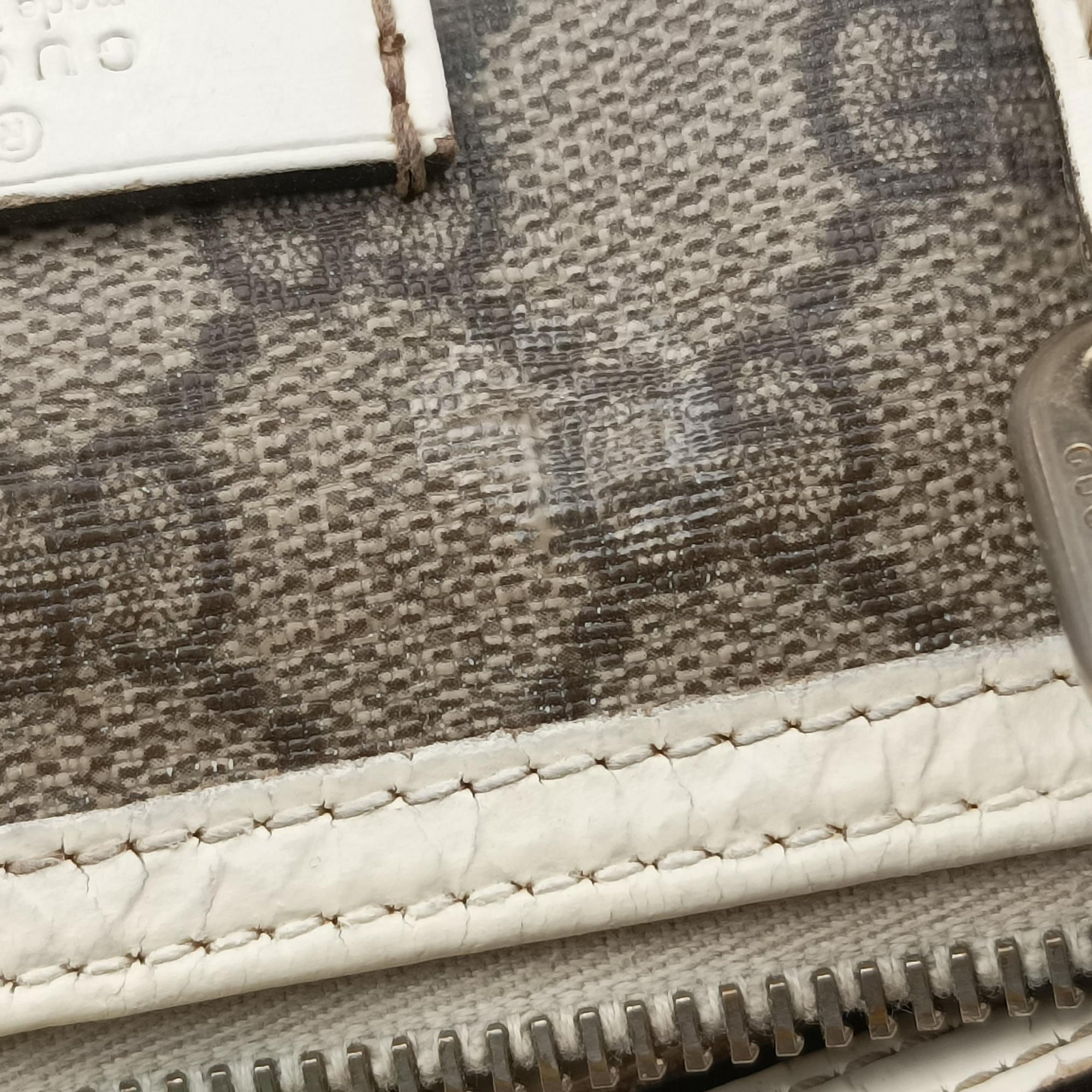 Pre-owned Gucci GG plus Spring Joy GG Supreme BEIGE×WHITE PVC coated canvas×leather 193603 handbag | stylenewstar