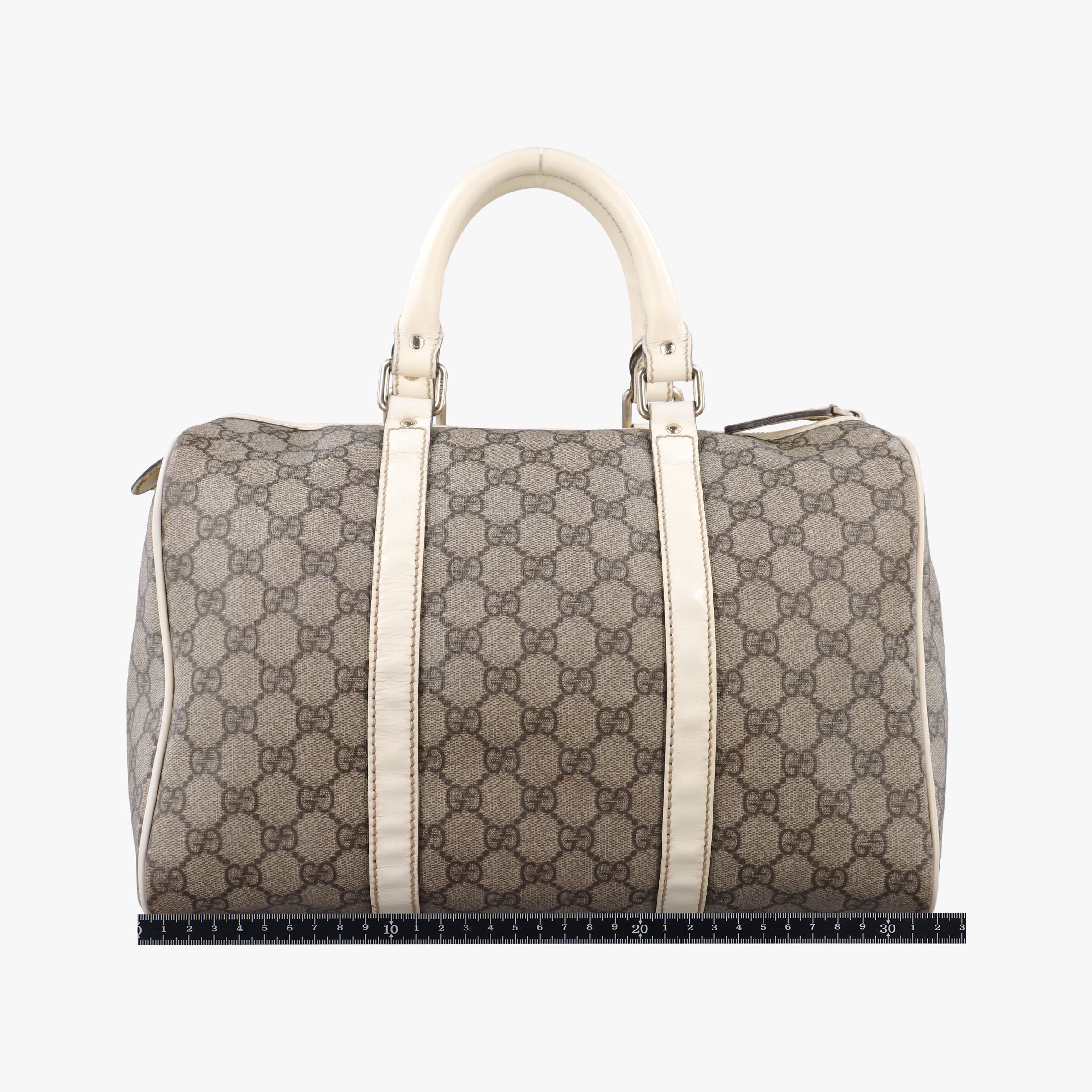 Pre-owned Gucci GG plus Spring Joy GG Supreme BEIGE×WHITE PVC coated canvas×leather 193603 handbag | stylenewstar