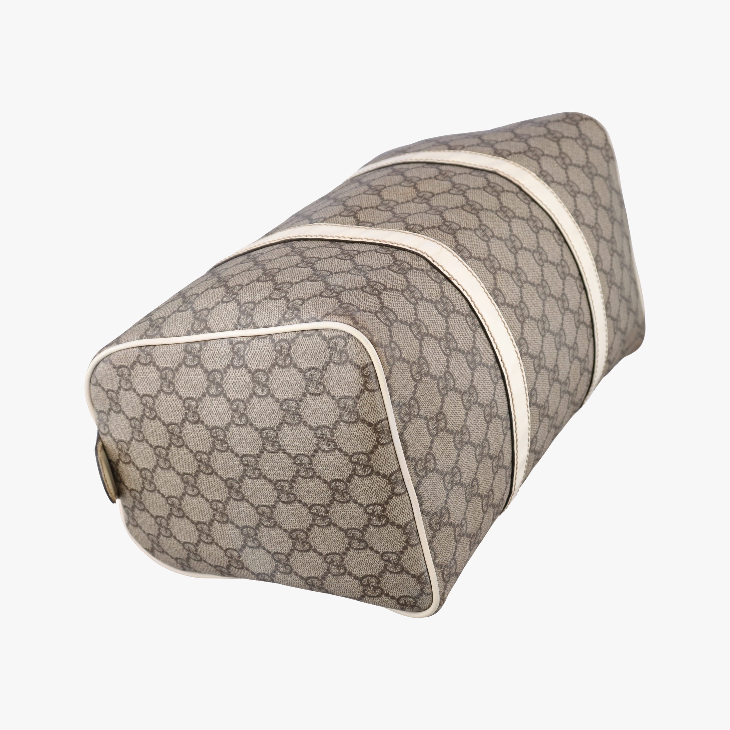 Pre-owned Gucci GG plus Spring Joy GG Supreme BEIGE×WHITE PVC coated canvas×leather 193603 handbag | stylenewstar