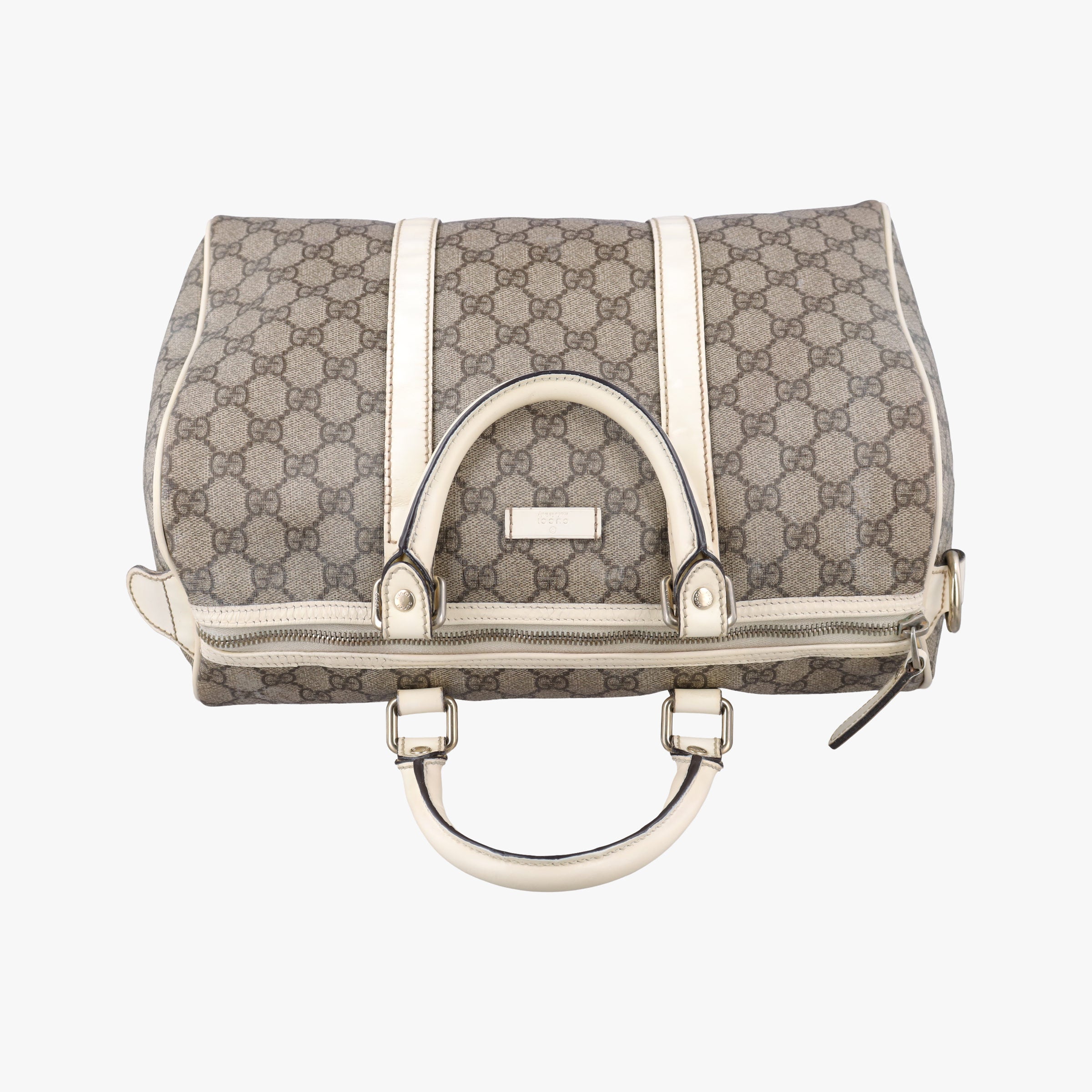 Pre-owned Gucci GG plus Spring Joy GG Supreme BEIGE×WHITE PVC coated canvas×leather 193603 handbag | stylenewstar