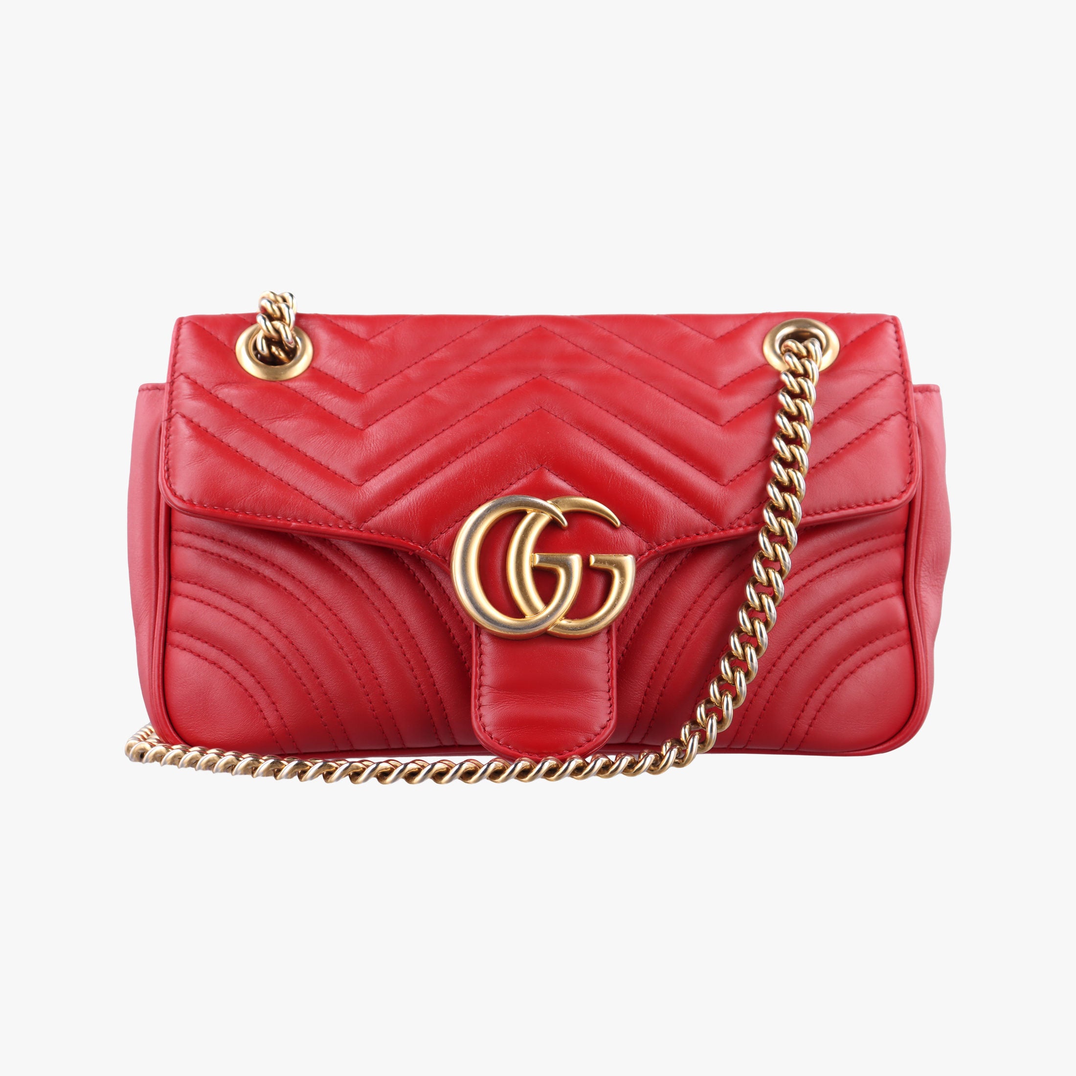 Pre-owned Gucci GG Marmont Red Leather 443497 shoulderbag | stylenewstar