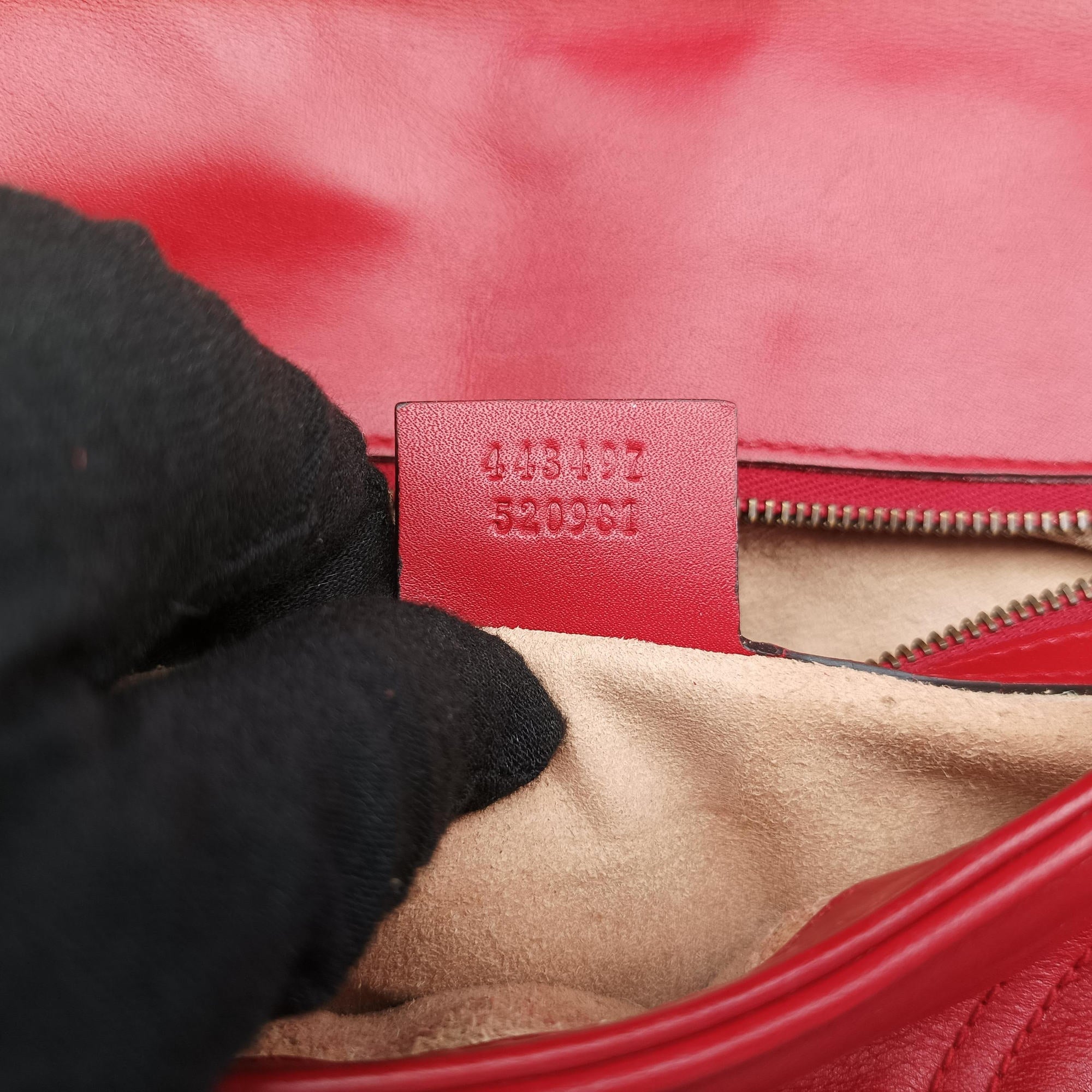 Pre-owned Gucci GG Marmont Red Leather 443497 shoulderbag | stylenewstar