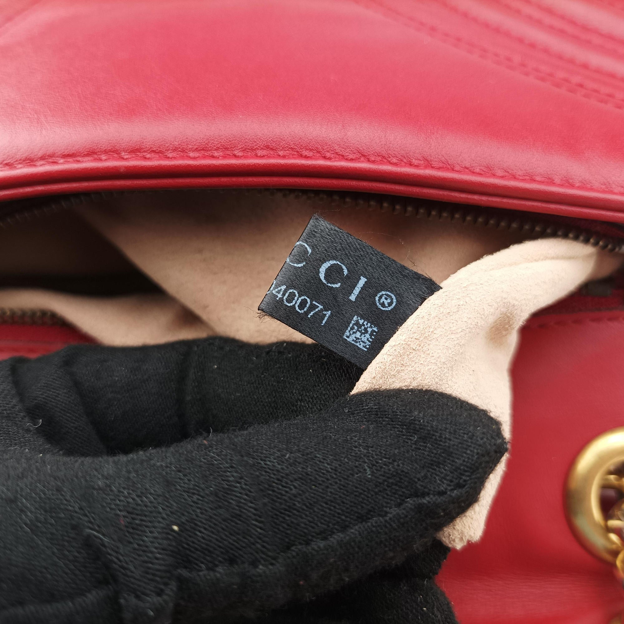 Pre-owned Gucci GG Marmont Red Leather 443497 shoulderbag | stylenewstar