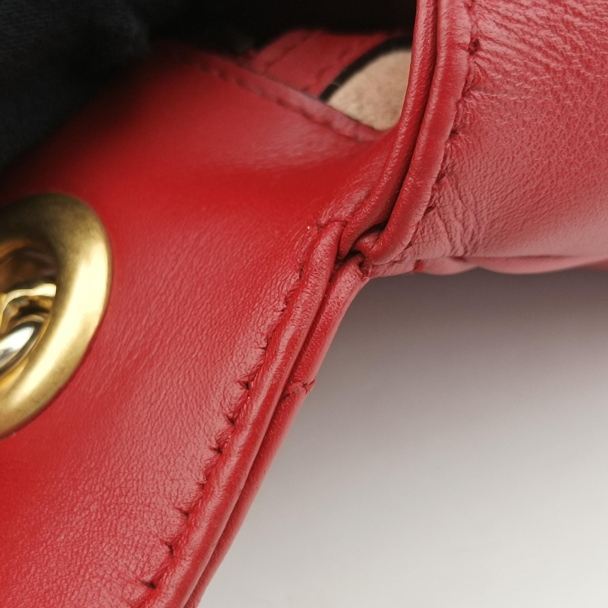 Pre-owned Gucci GG Marmont Red Leather 443497 shoulderbag | stylenewstar