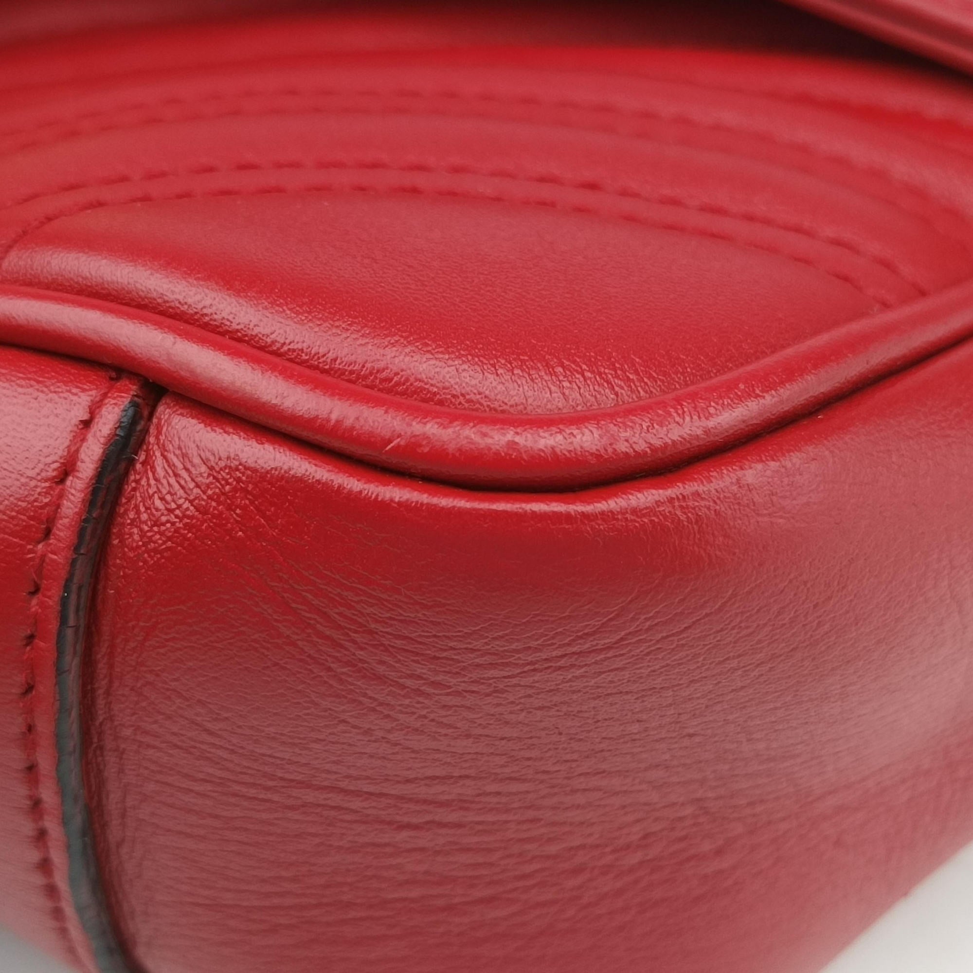 Pre-owned Gucci GG Marmont Red Leather 443497 shoulderbag | stylenewstar