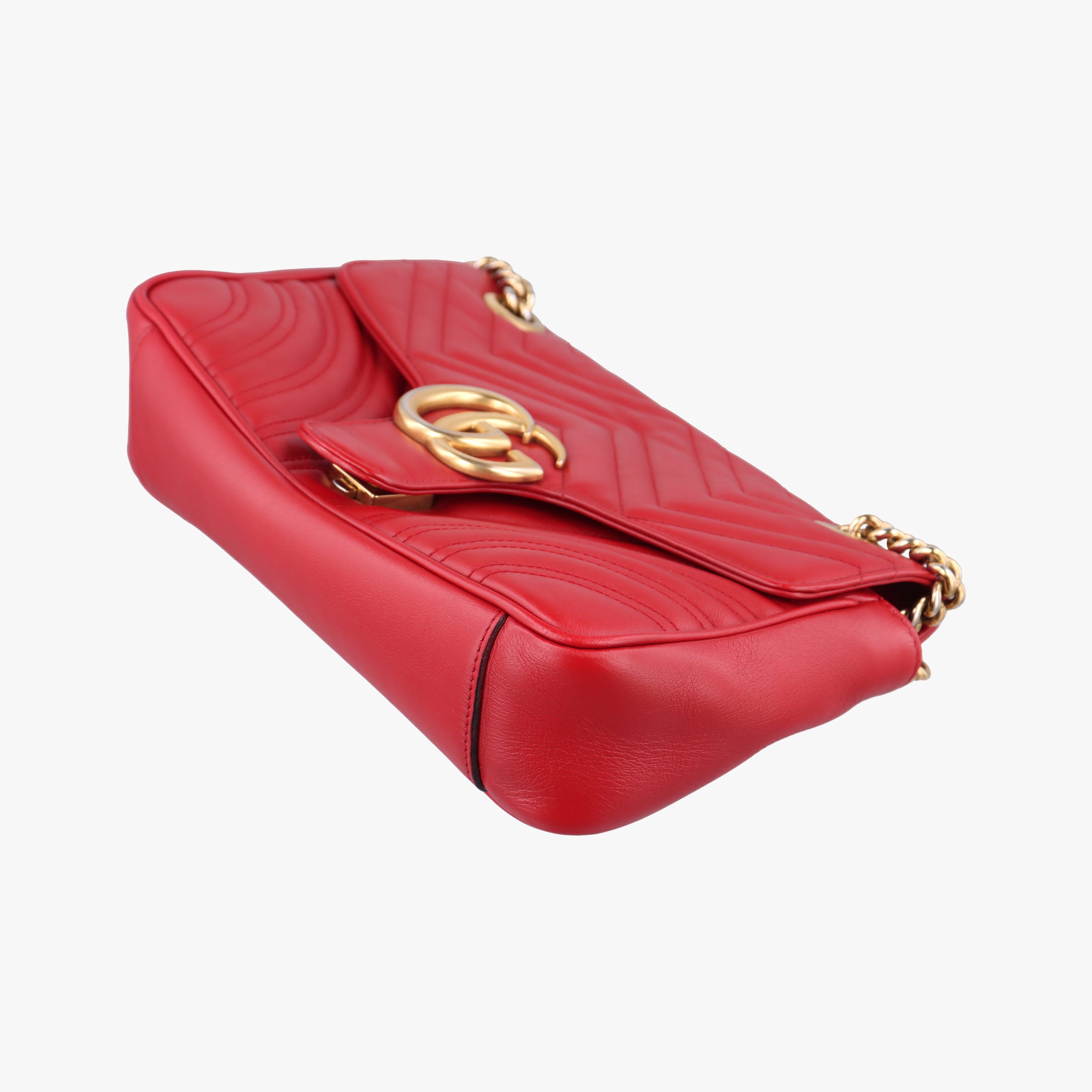 Pre-owned Gucci GG Marmont Red Leather 443497 shoulderbag | stylenewstar