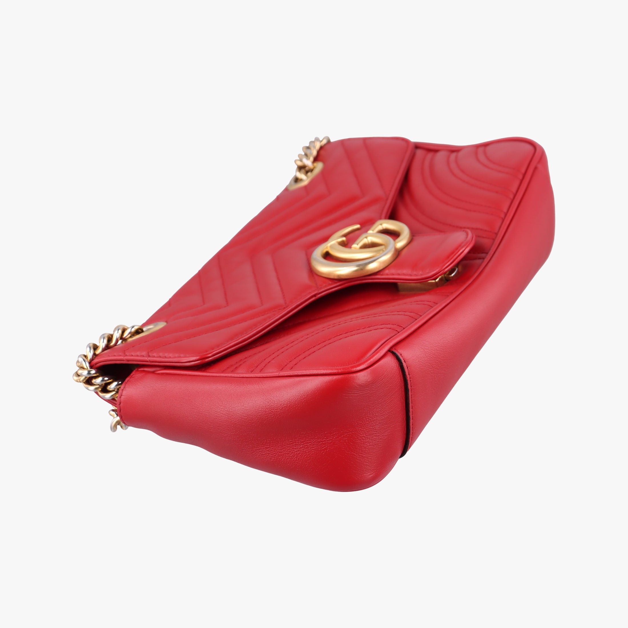 Pre-owned Gucci GG Marmont Red Leather 443497 shoulderbag | stylenewstar