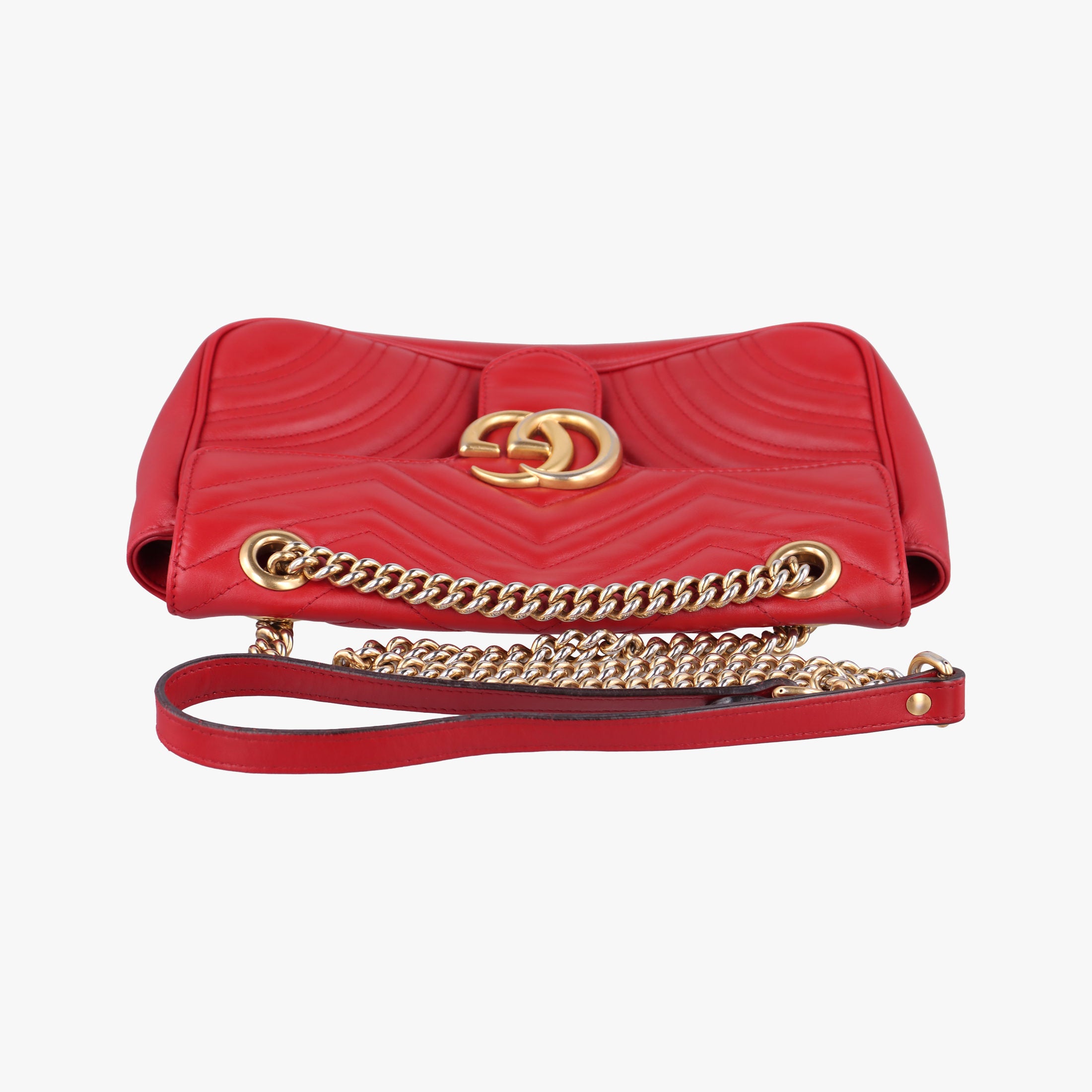 Pre-owned Gucci GG Marmont Red Leather 443497 shoulderbag | stylenewstar