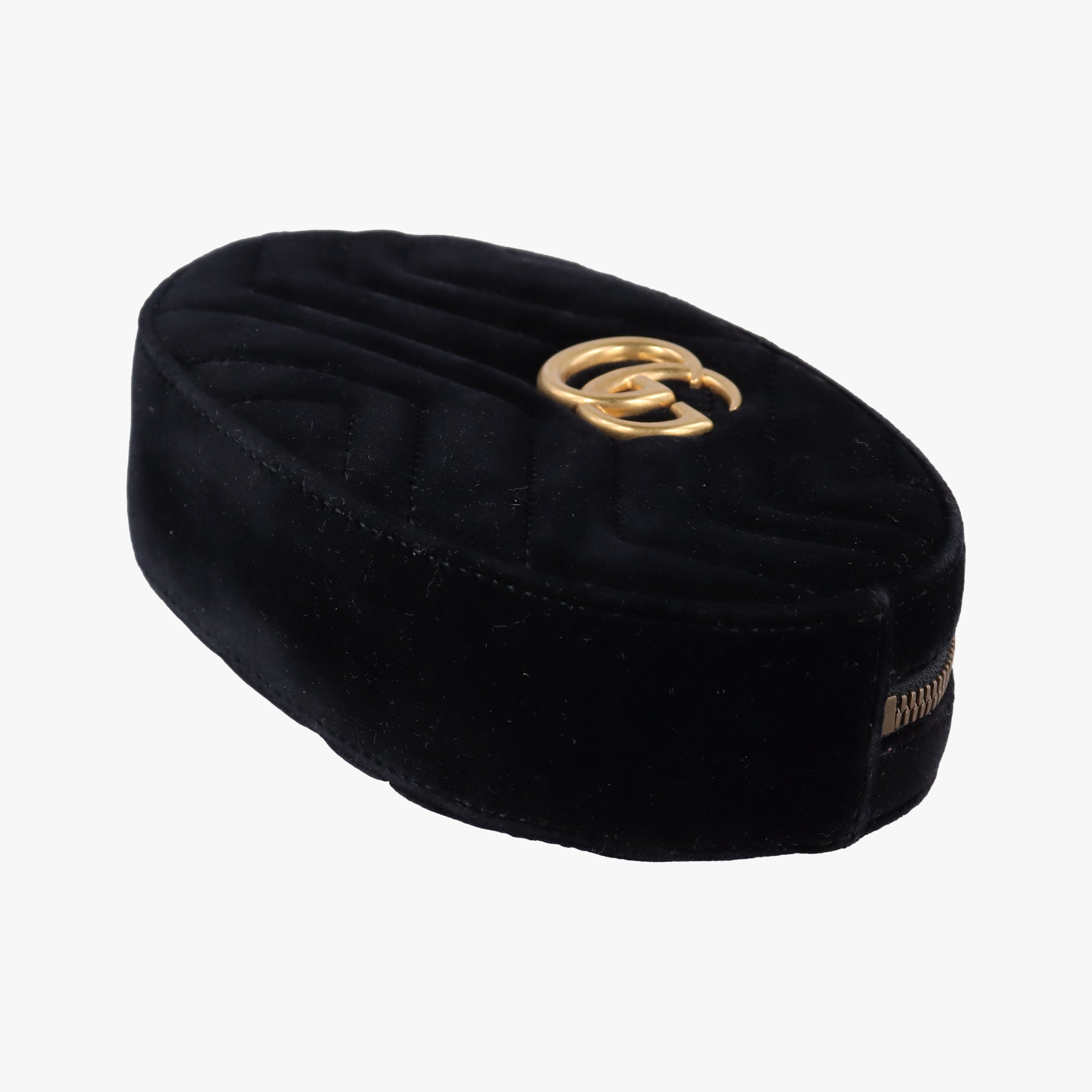Pre-owned Gucci GG Marmont Black velour 476434 bum bag/waist bag | stylenewstar
