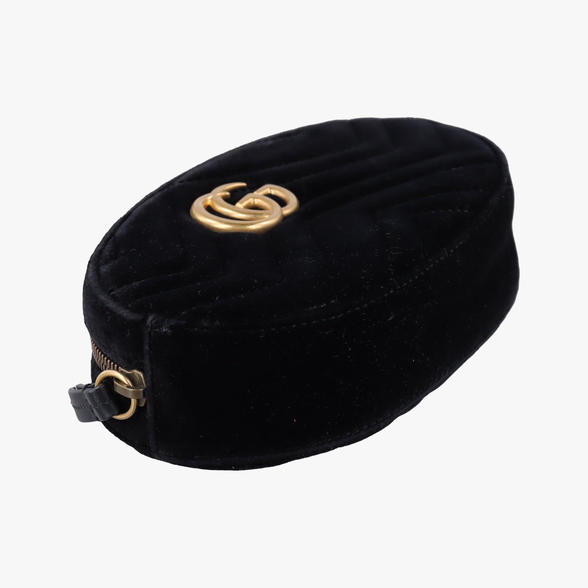 Pre-owned Gucci GG Marmont Black velour 476434 bum bag/waist bag | stylenewstar