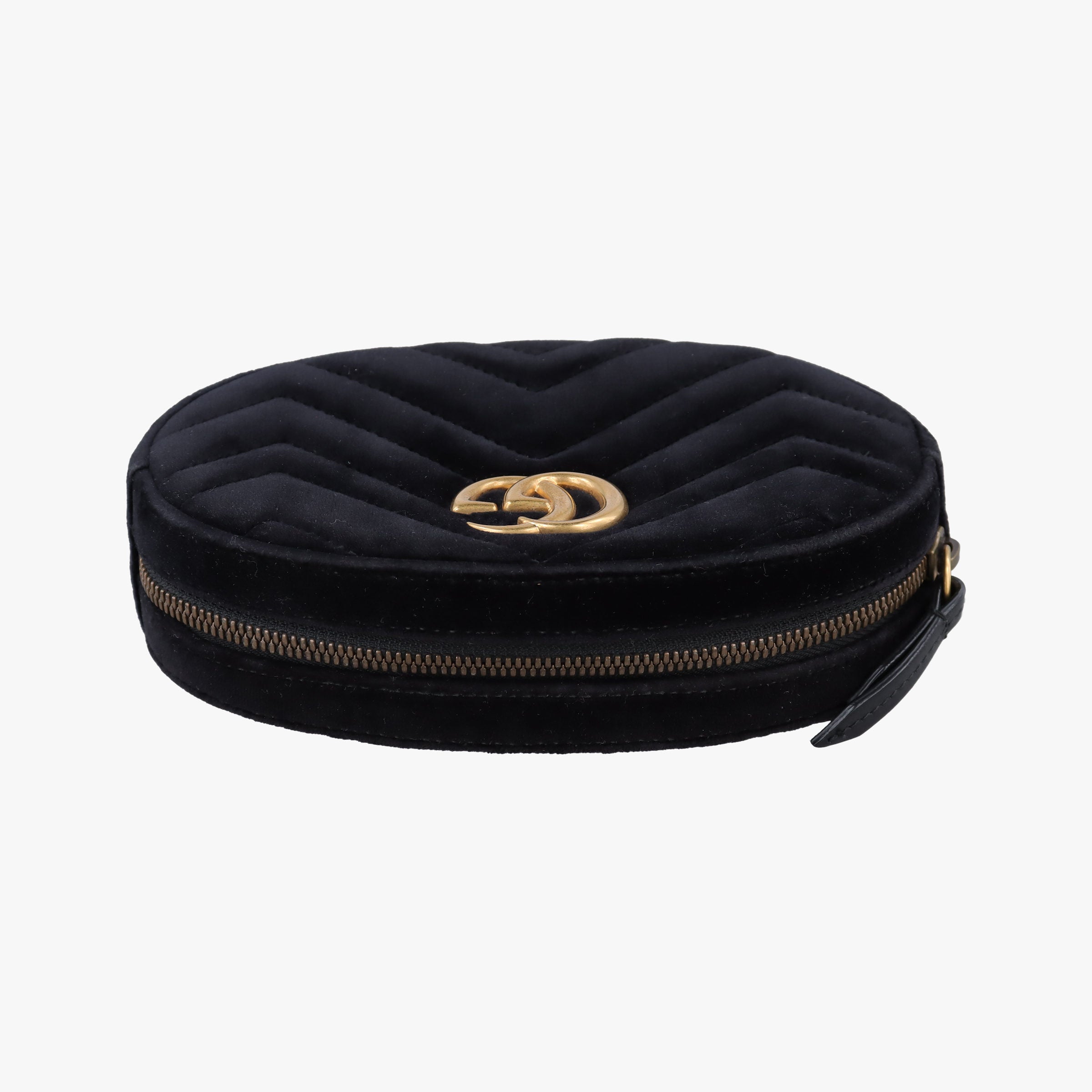 Pre-owned Gucci GG Marmont Black velour 476434 bum bag/waist bag | stylenewstar