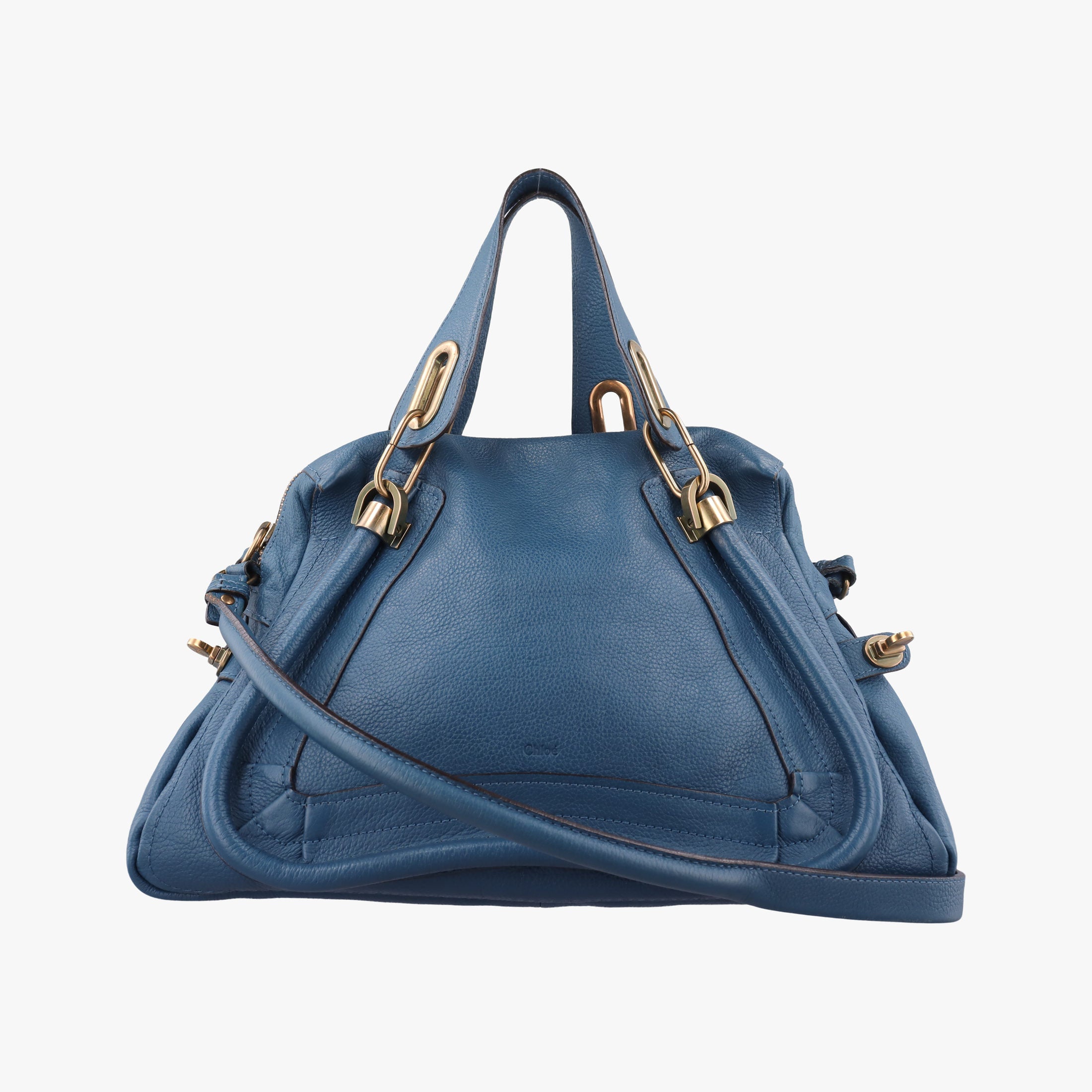 Pre-owned Chloe Paraty Blue Leather  shoulderbag | stylenewstar