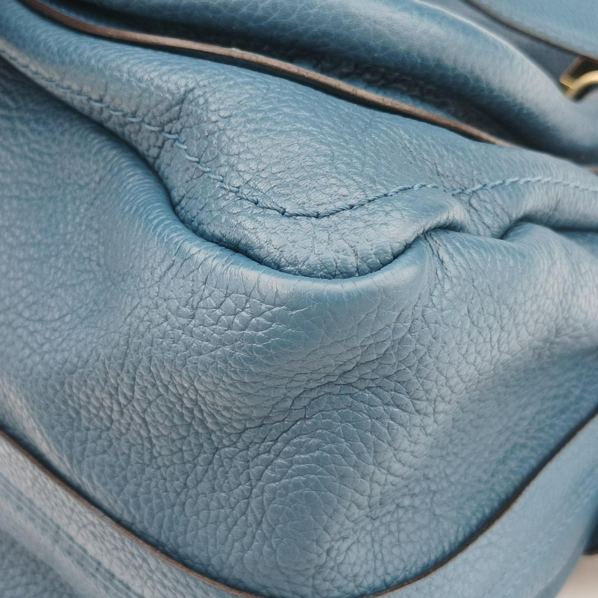 Pre-owned Chloe Paraty Blue Leather  shoulderbag | stylenewstar