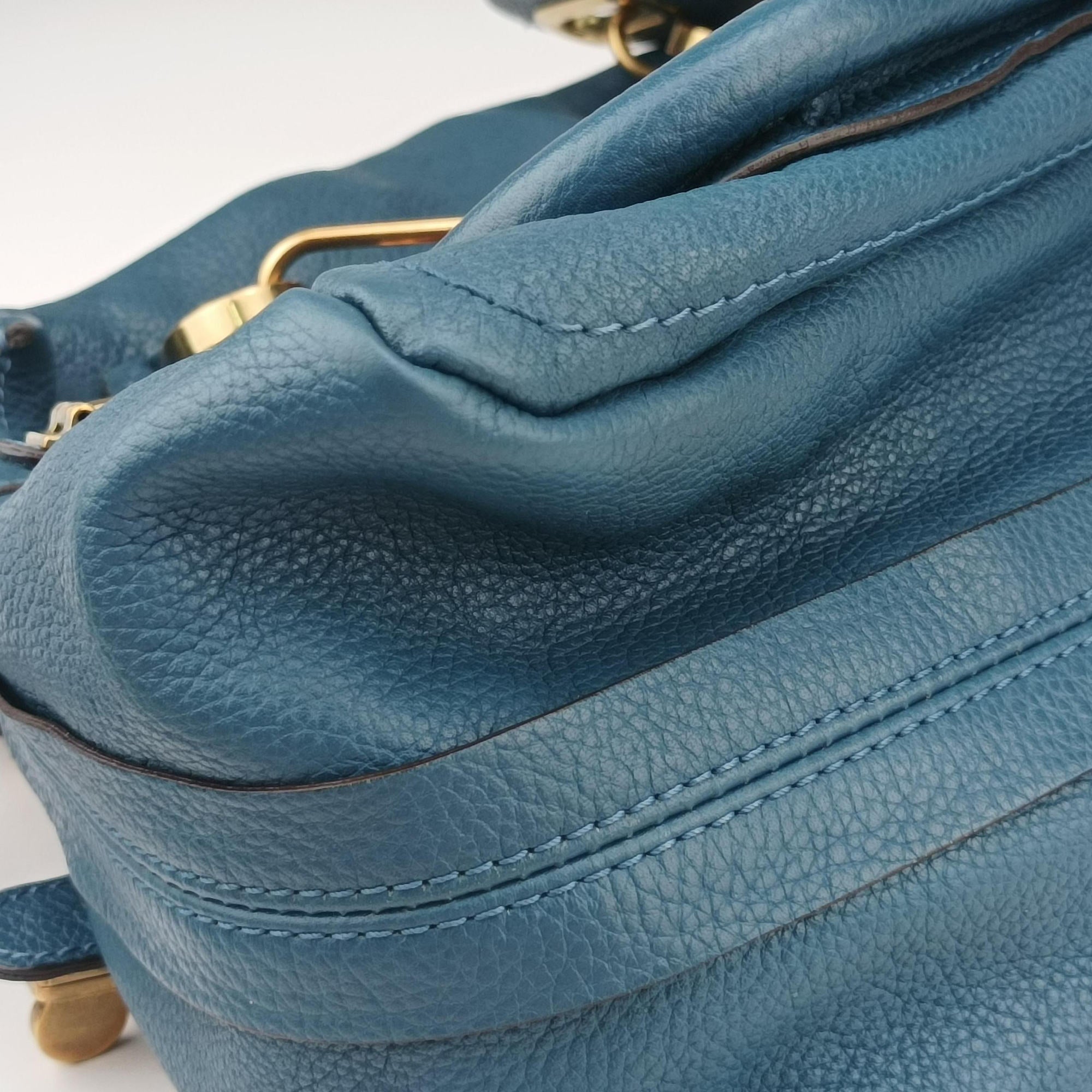 Pre-owned Chloe Paraty Blue Leather  shoulderbag | stylenewstar