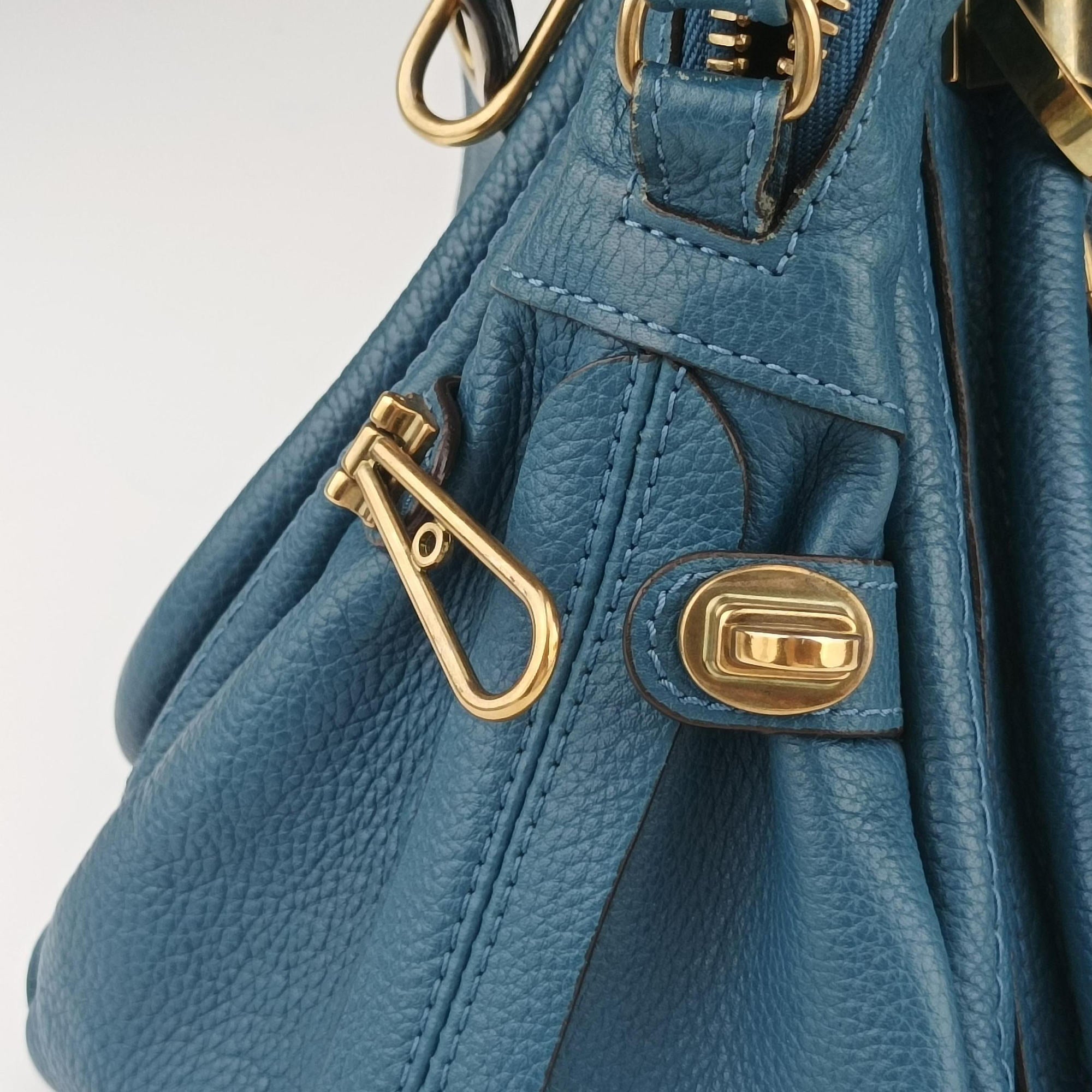 Pre-owned Chloe Paraty Blue Leather  shoulderbag | stylenewstar