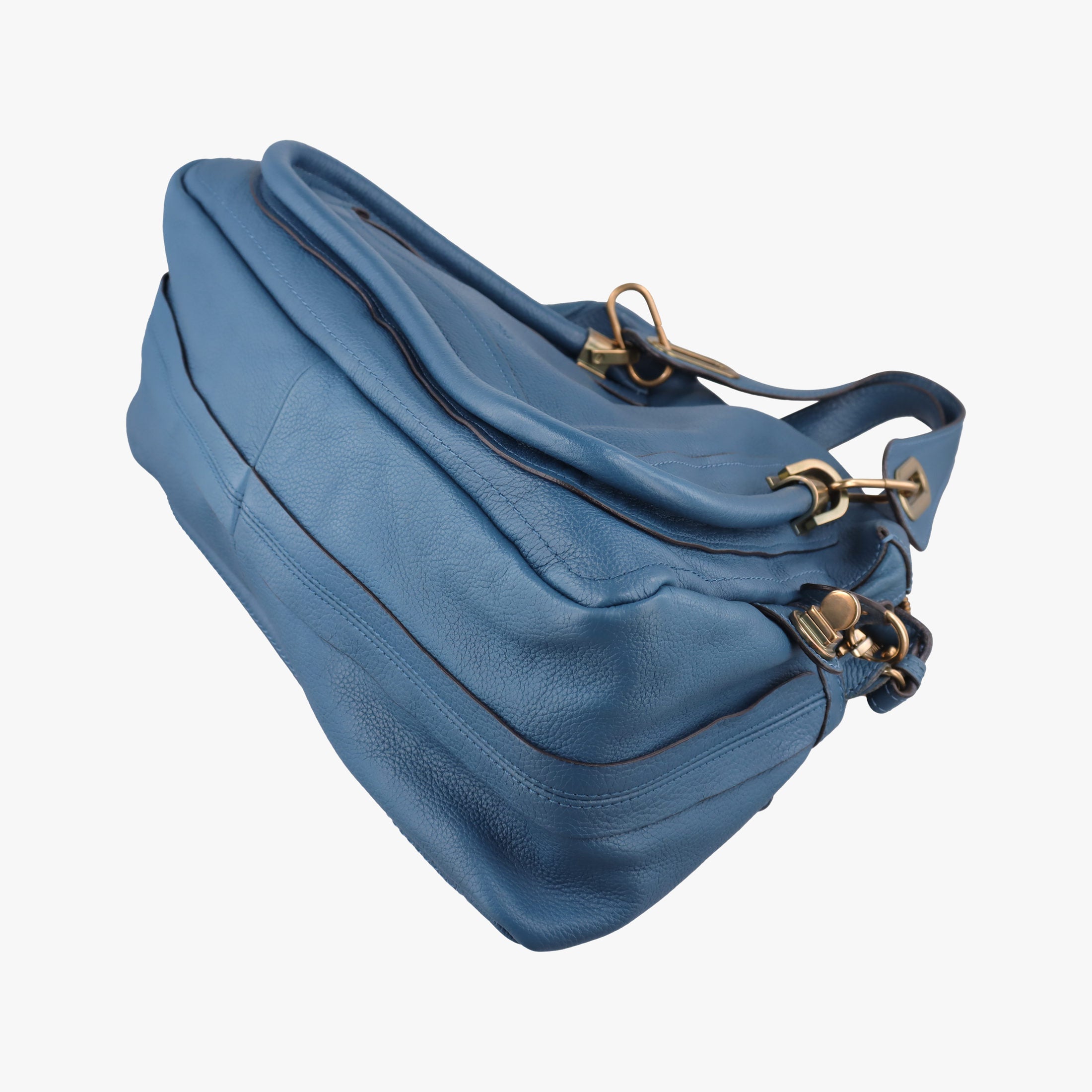 Pre-owned Chloe Paraty Blue Leather  shoulderbag | stylenewstar