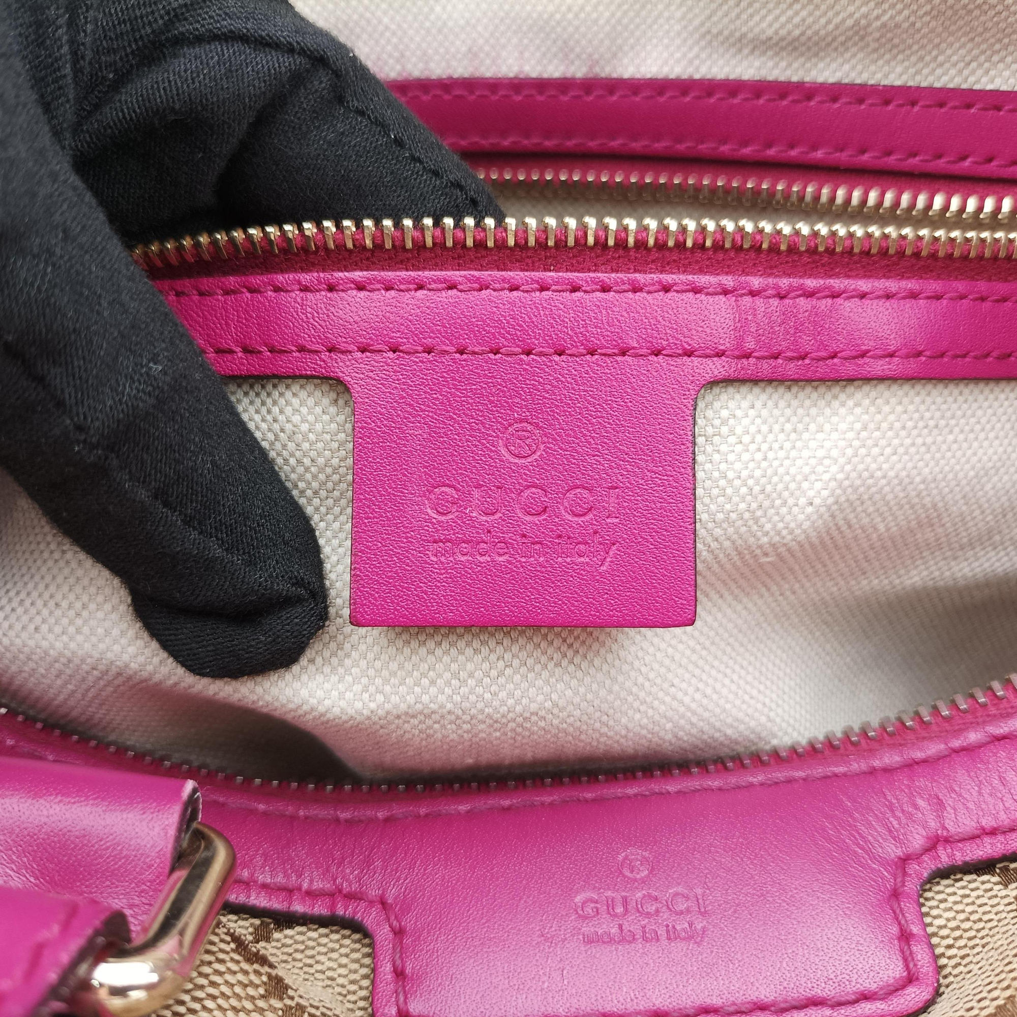 Pre-owned Gucci Sherry Line beige×rose Canvas×Leather 247205 shoulderbag | stylenewstar