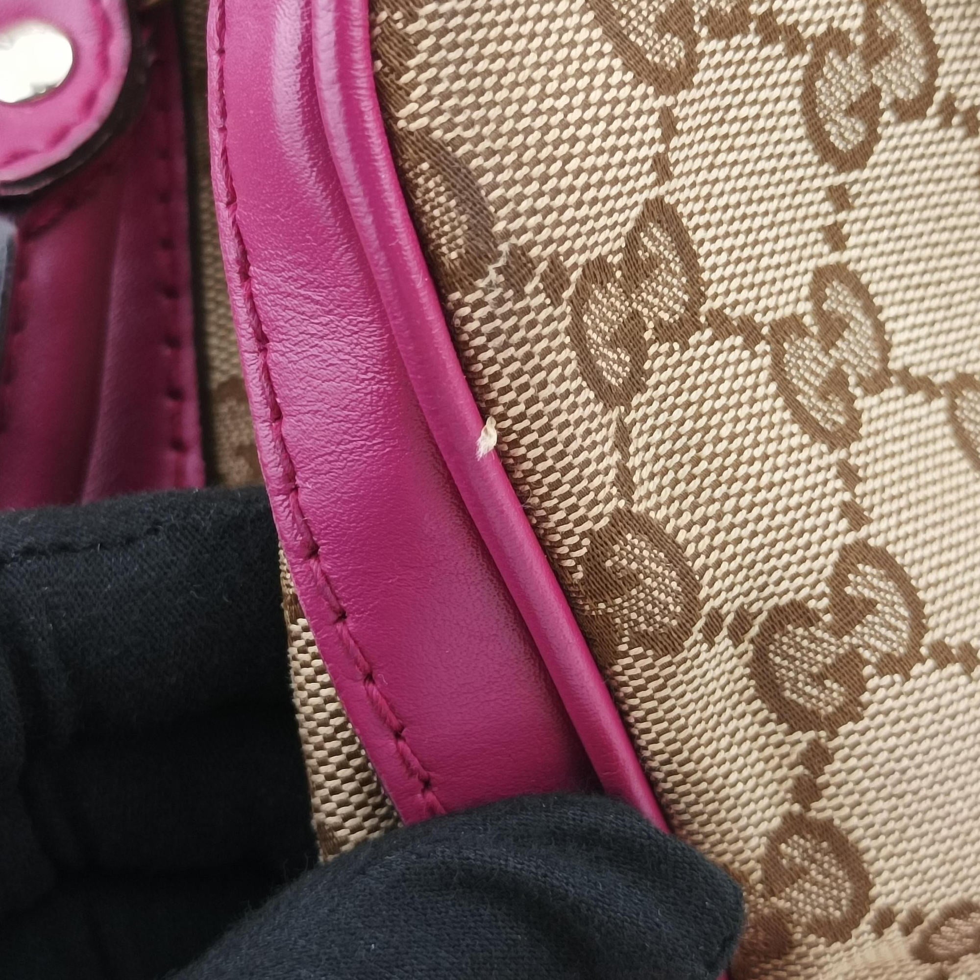 Pre-owned Gucci Sherry Line beige×rose Canvas×Leather 247205 shoulderbag | stylenewstar