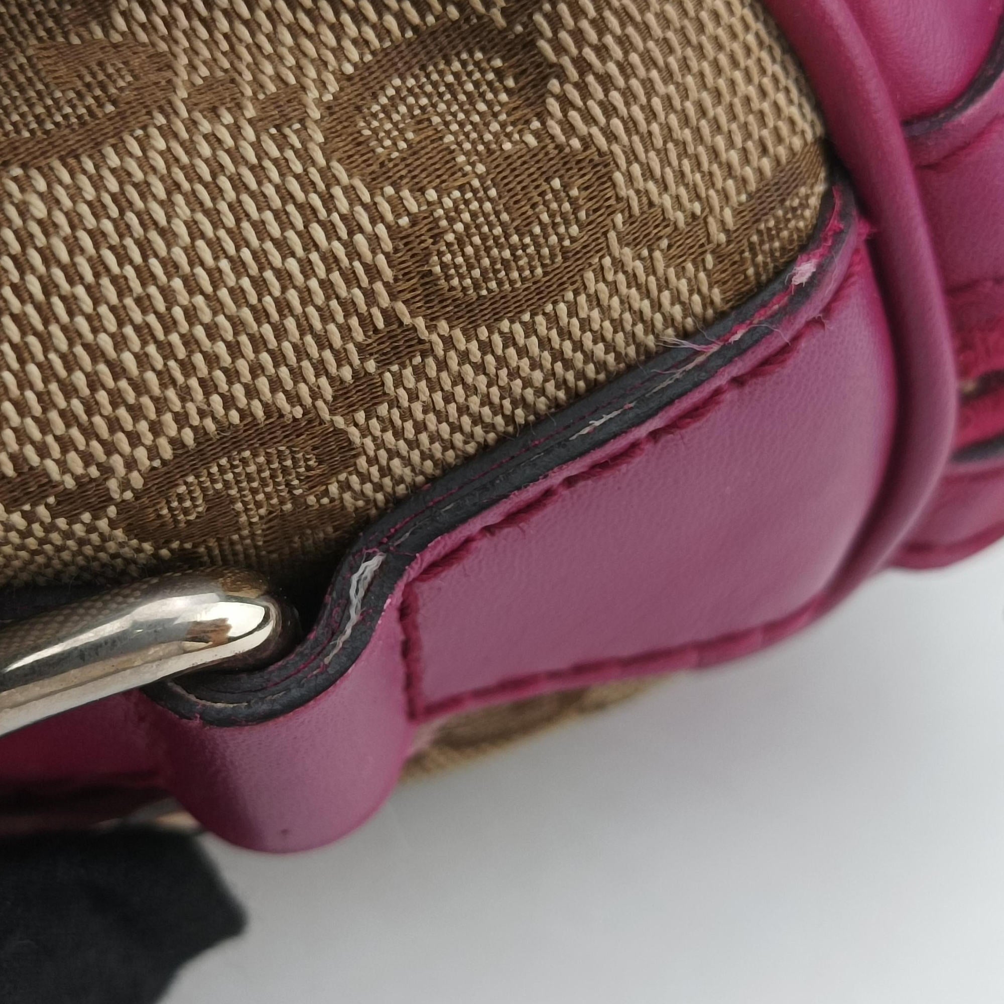 Pre-owned Gucci Sherry Line beige×rose Canvas×Leather 247205 shoulderbag | stylenewstar