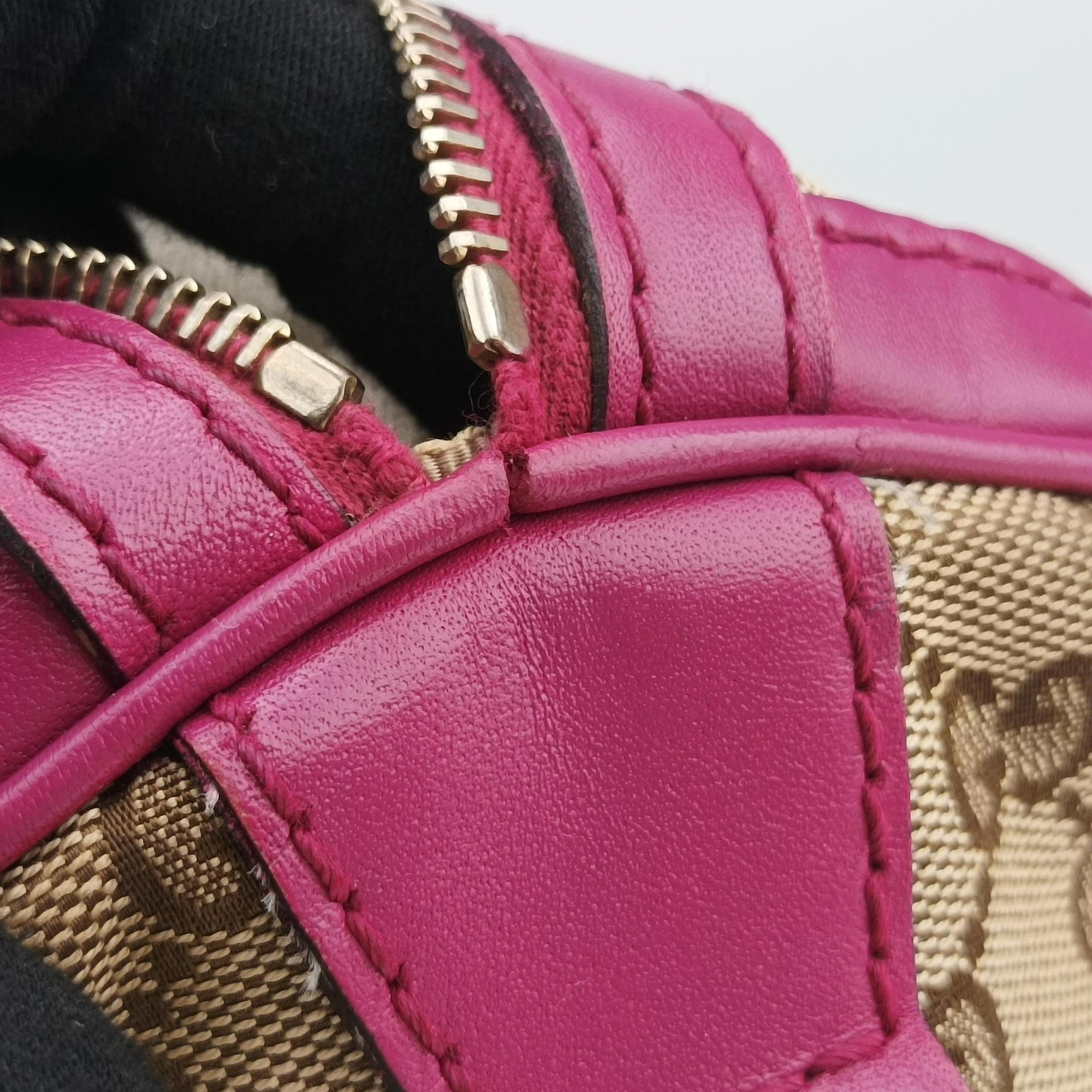 Pre-owned Gucci Sherry Line beige×rose Canvas×Leather 247205 shoulderbag | stylenewstar